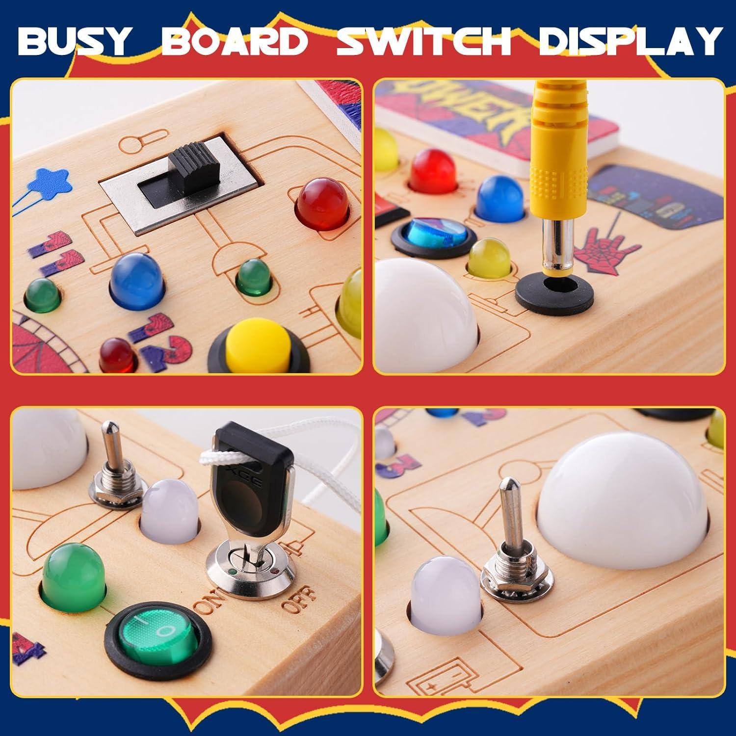 Tablero Ocupado Montessori Araña con 22 Luces LED - Juguete Educativo