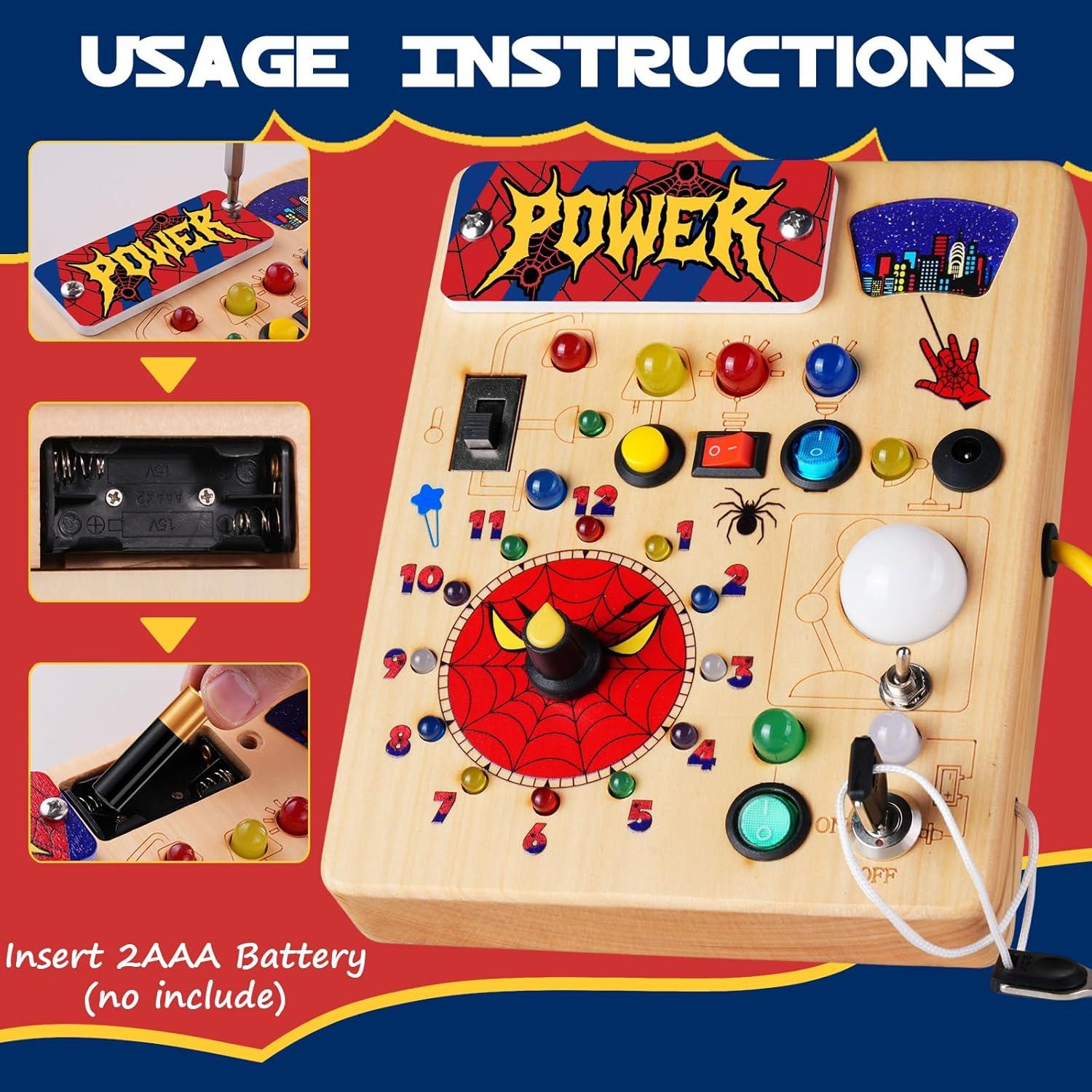 Tablero Ocupado Montessori Araña con 22 Luces LED - Juguete Educativo