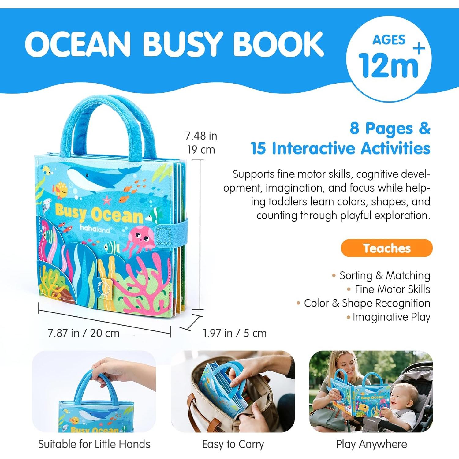 Libro Ocupado Oceánico Hahaland para Niños 1-3 Años