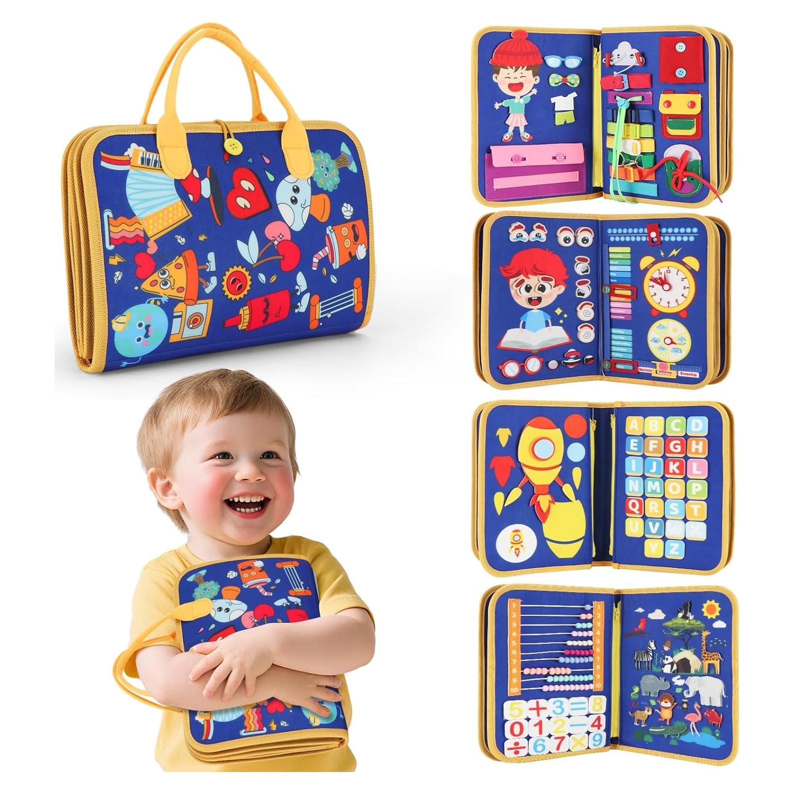 Libro Ocupado Montessori R RUCKERO 12-en-1 para Niños 2-4 Años