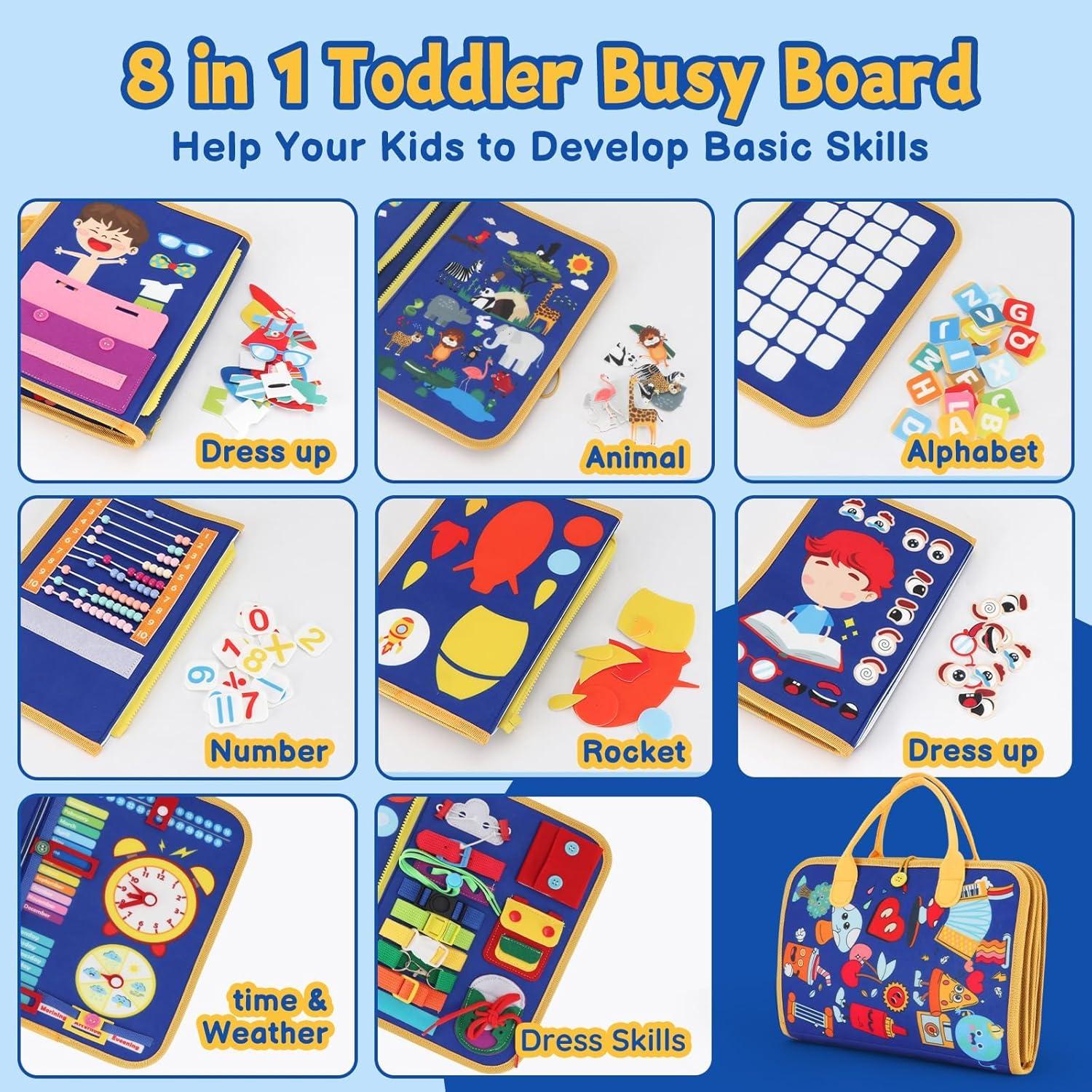 Libro Ocupado Montessori R RUCKERO 12-en-1 para Niños 2-4 Años