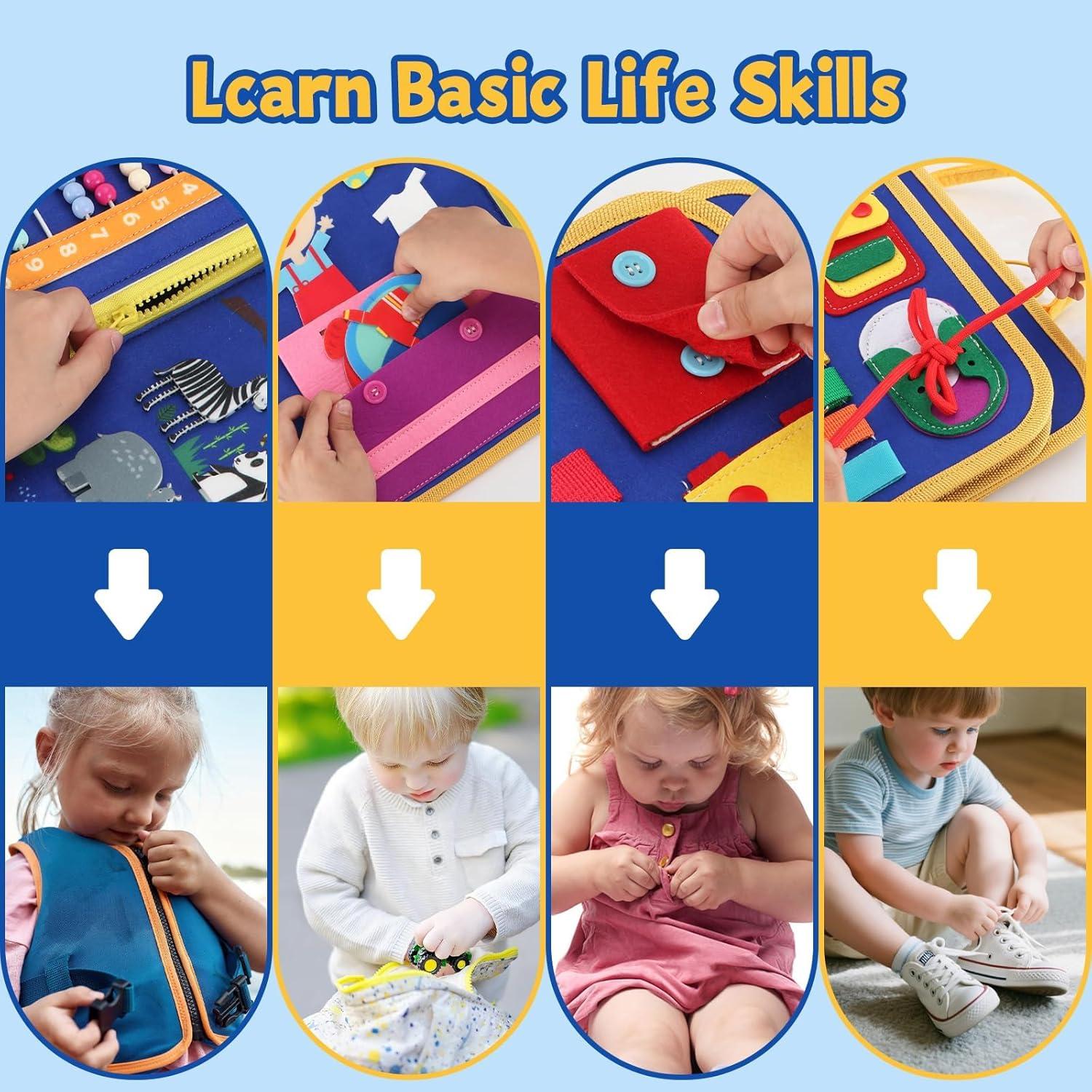 Libro Ocupado Montessori R RUCKERO 12-en-1 para Niños 2-4 Años