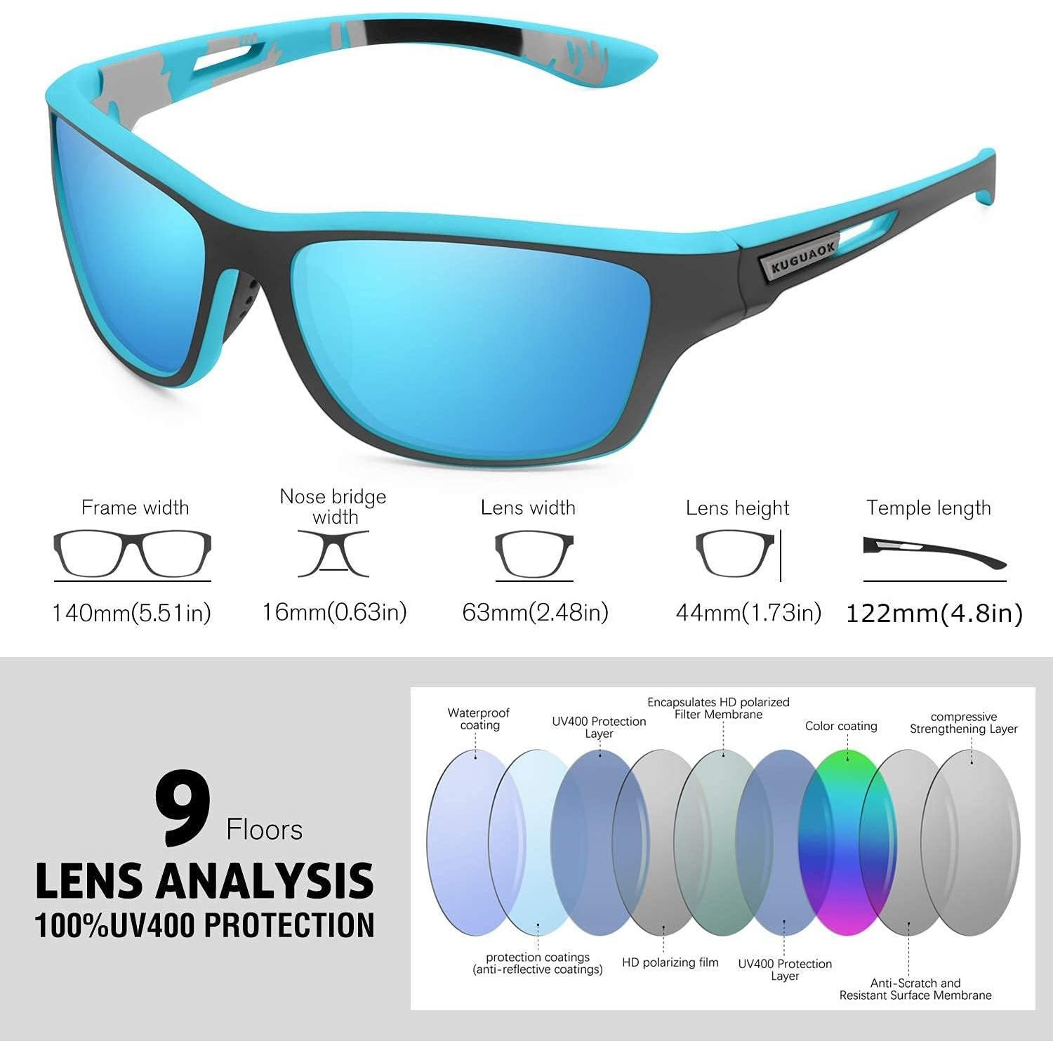 Gafas de Sol Polarizadas KUGUAOK para Hombres 100% UV