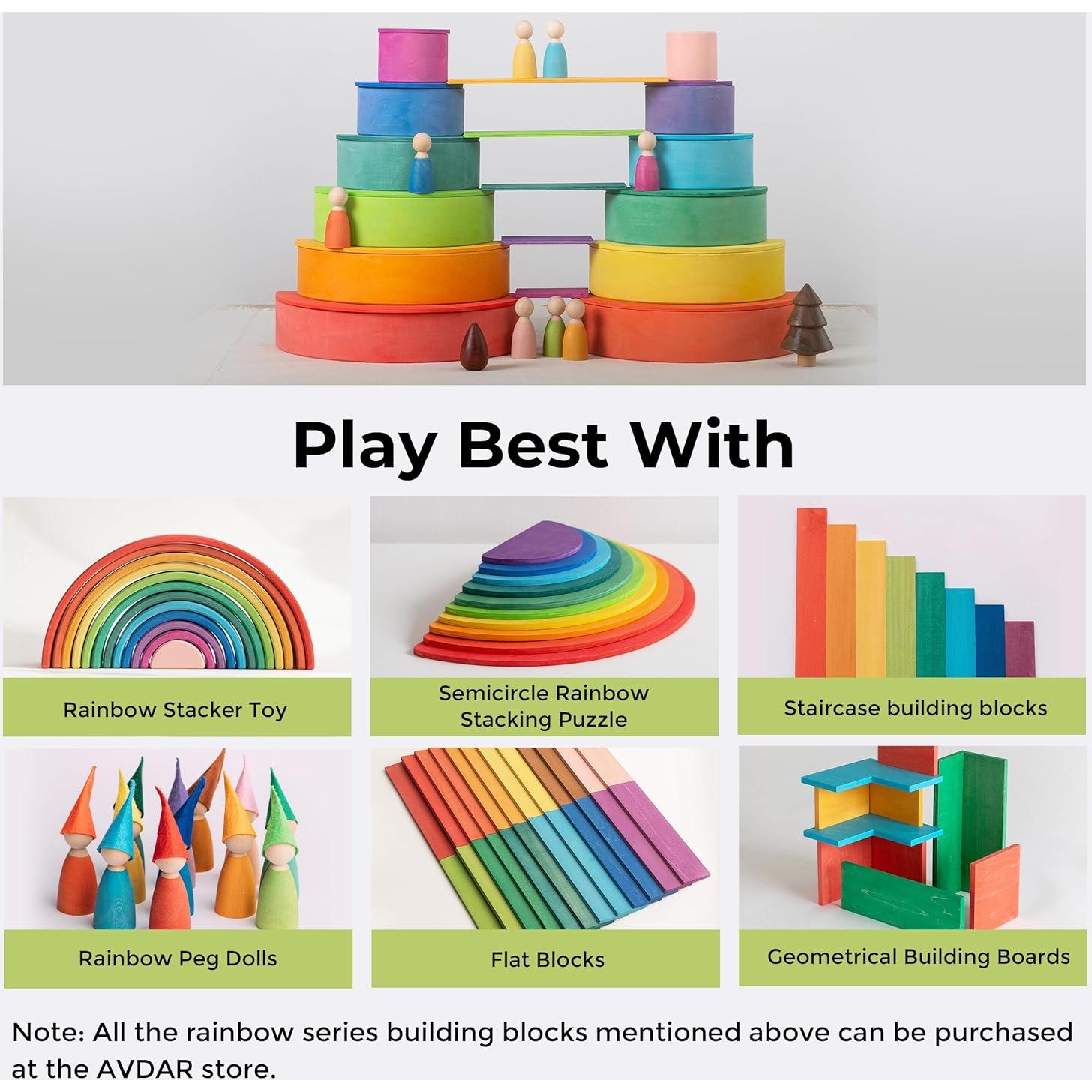 Bloques de Escalera Arcoíris AVDAR - Juguete Montessori 8 Piezas