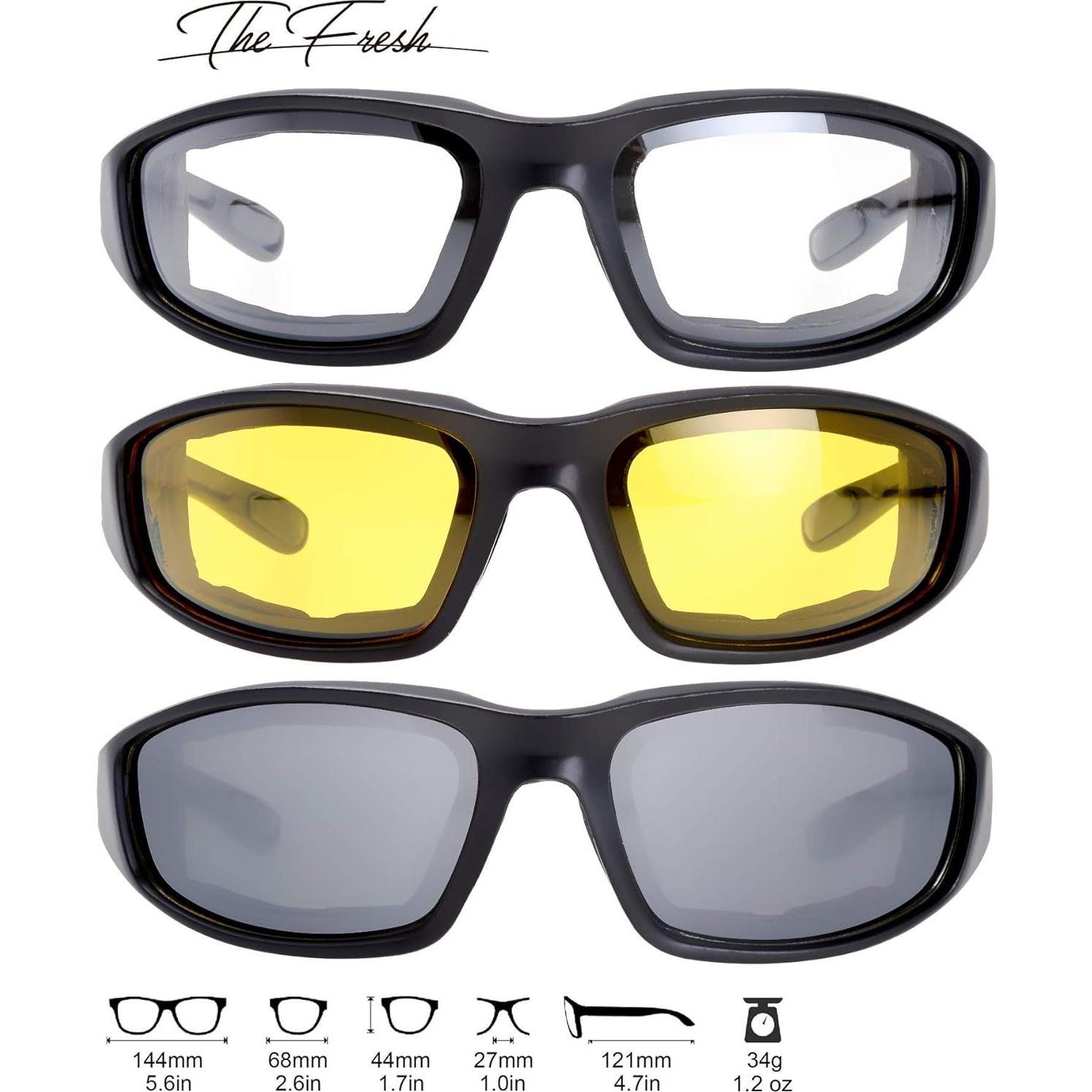 Gafas de Motocicleta The Fresh FR14 UV400 3 Lentes Acolchadas