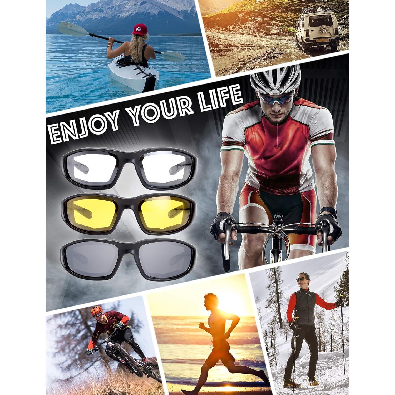 Gafas de Motocicleta The Fresh FR14 UV400 3 Lentes Acolchadas