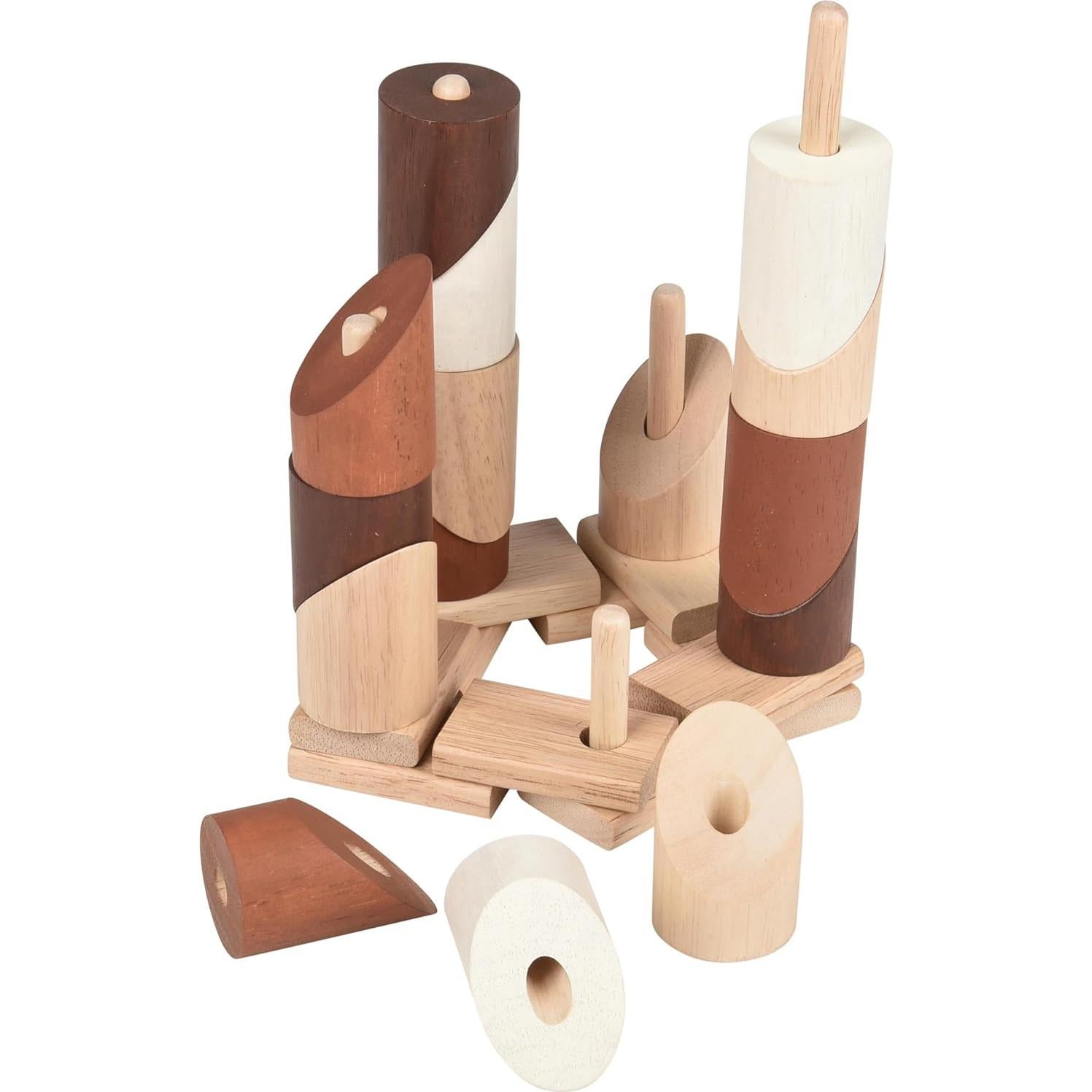 Montessori Natural Geo Stacker - Juguete de Madera Ecológico 20 Piezas