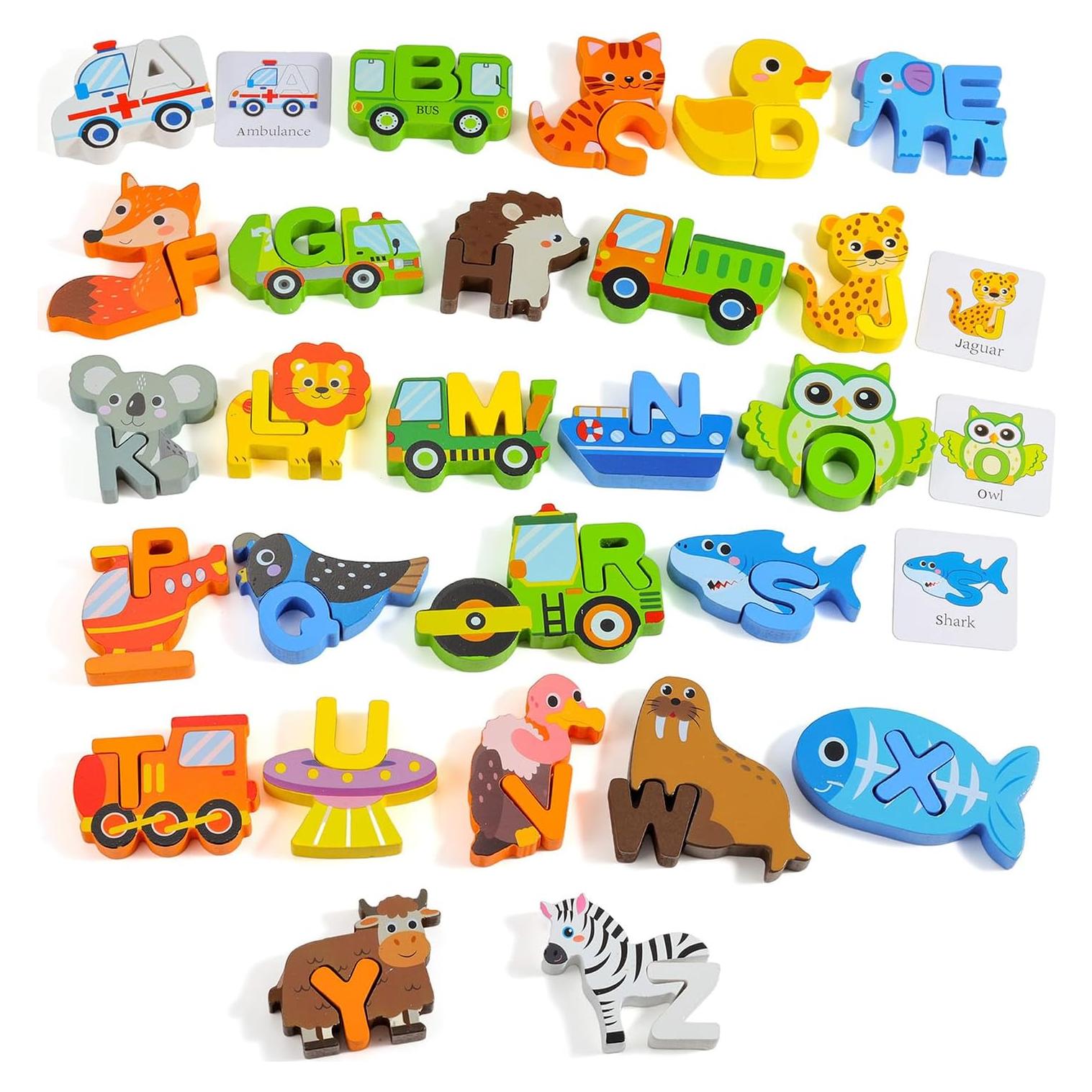 Rompecabezas de Alfabeto de Madera AOROCO 27x21 cm para Niños