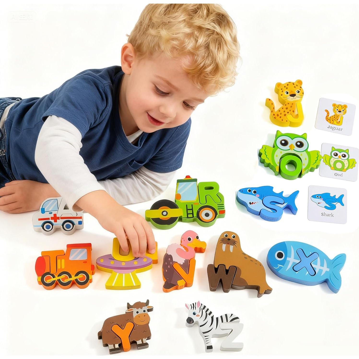 Rompecabezas de Alfabeto de Madera AOROCO 27x21 cm para Niños