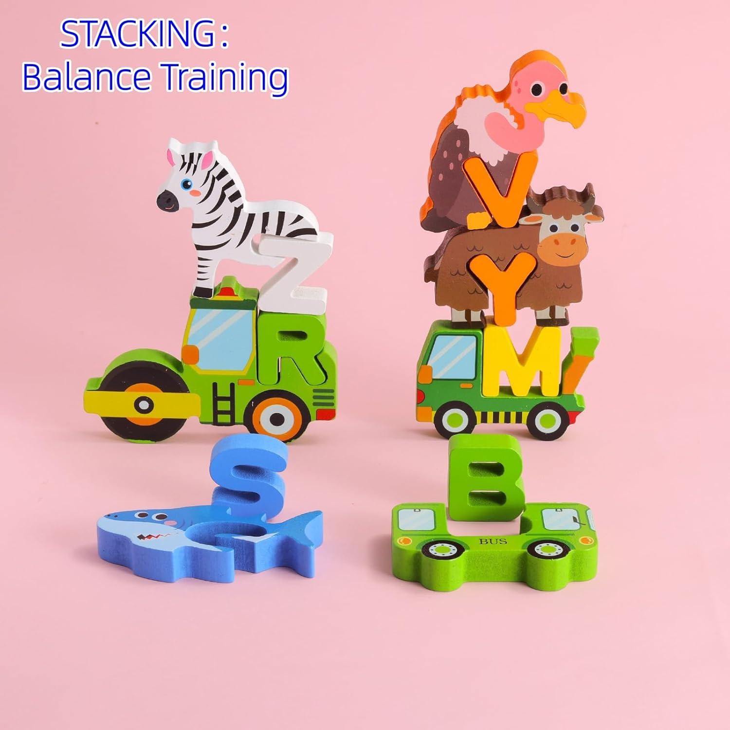 Rompecabezas de Alfabeto de Madera AOROCO 27x21 cm para Niños