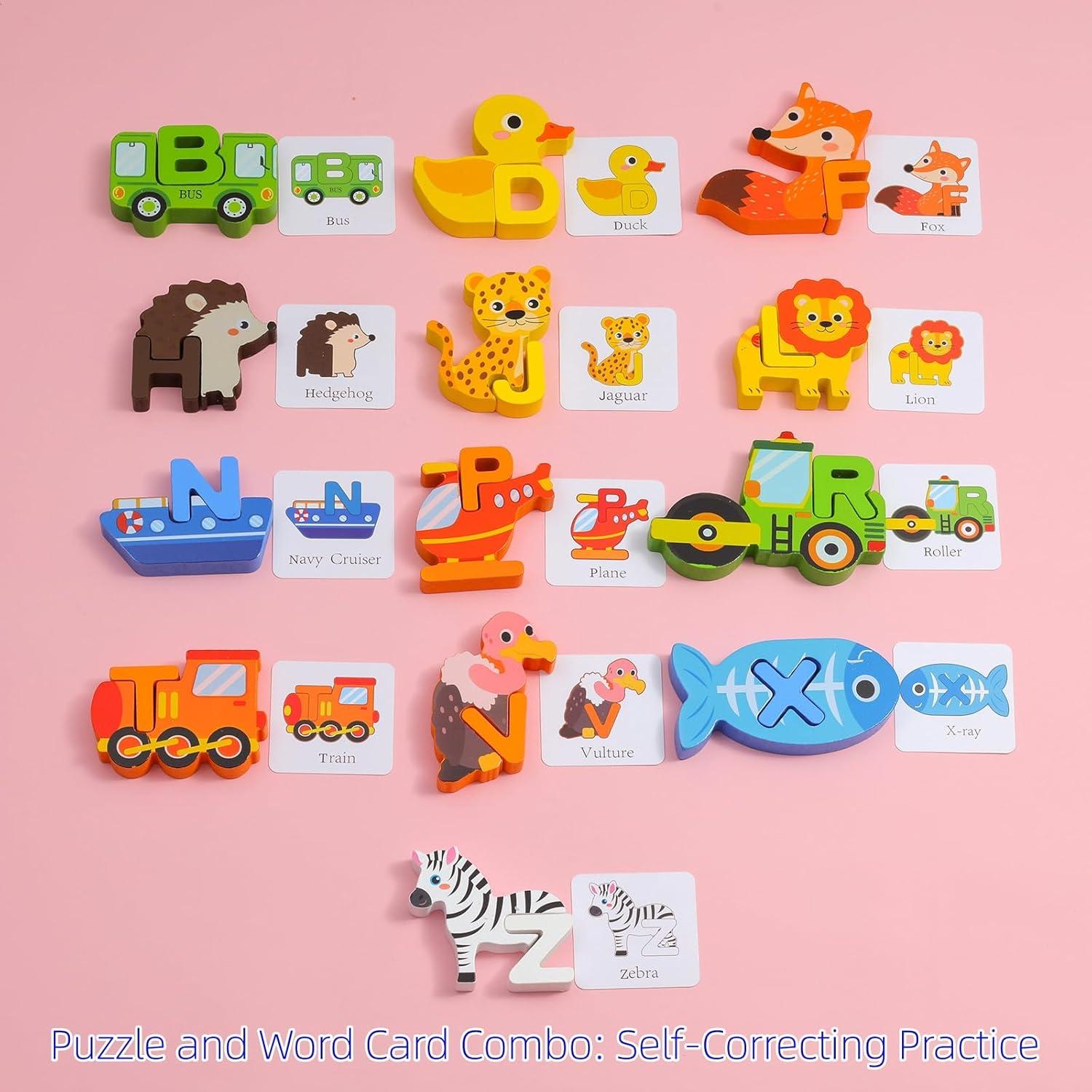 Rompecabezas de Alfabeto de Madera AOROCO 27x21 cm para Niños