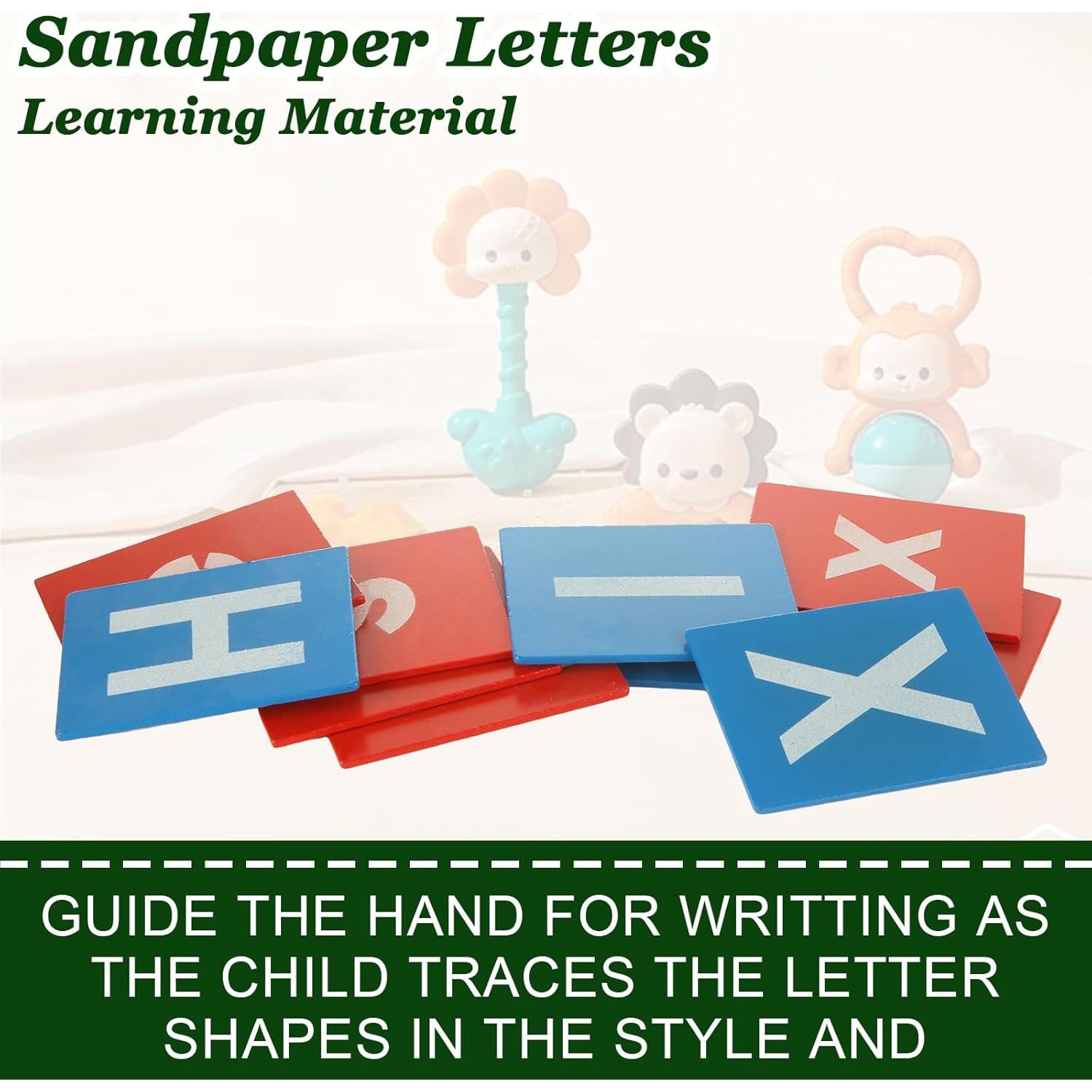 Juego de Letras de Lija Montessori QTLCOHD - 52 Letras Táctiles