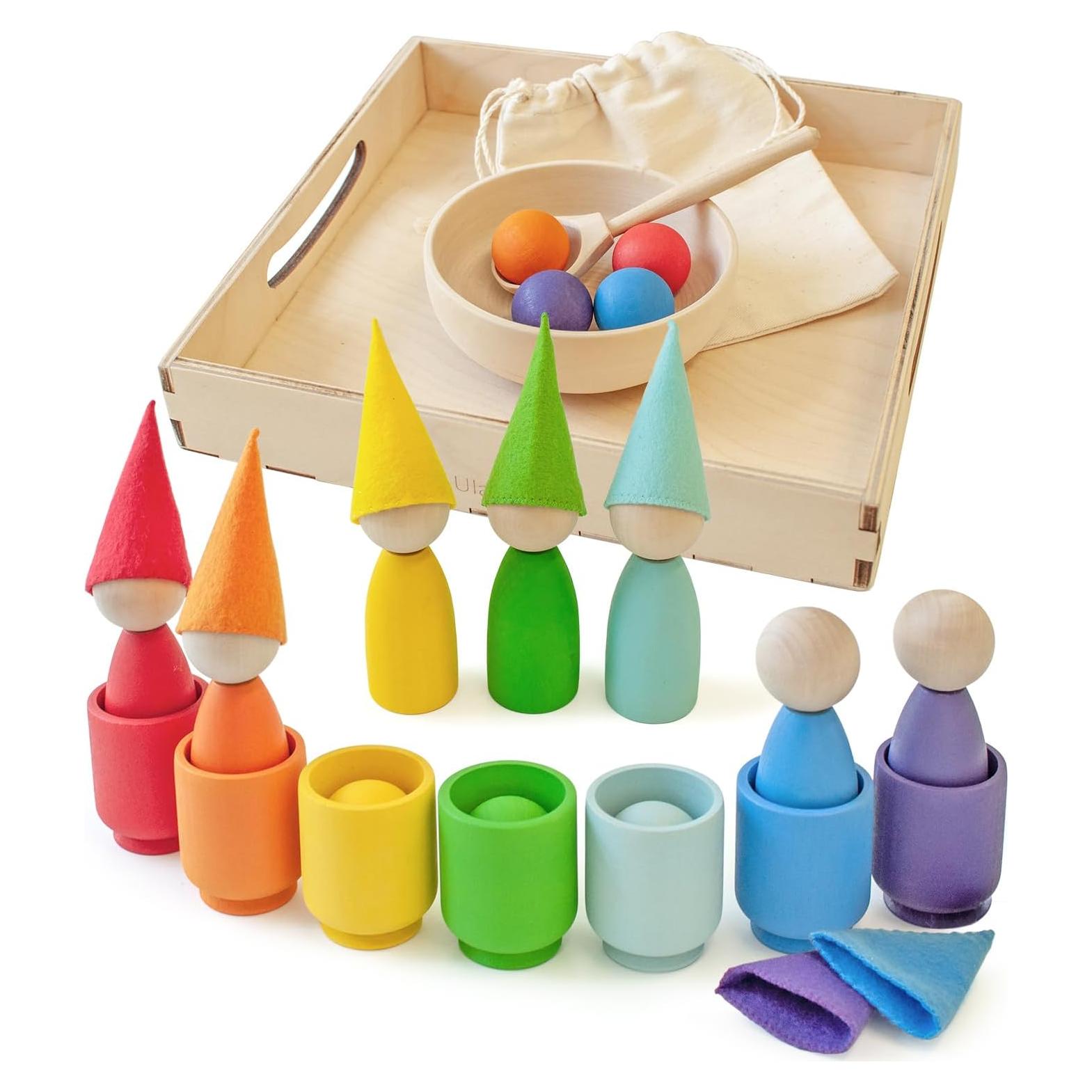 Juguete Montessori Ulanik - Muñecos de Madera y Tazas 3+