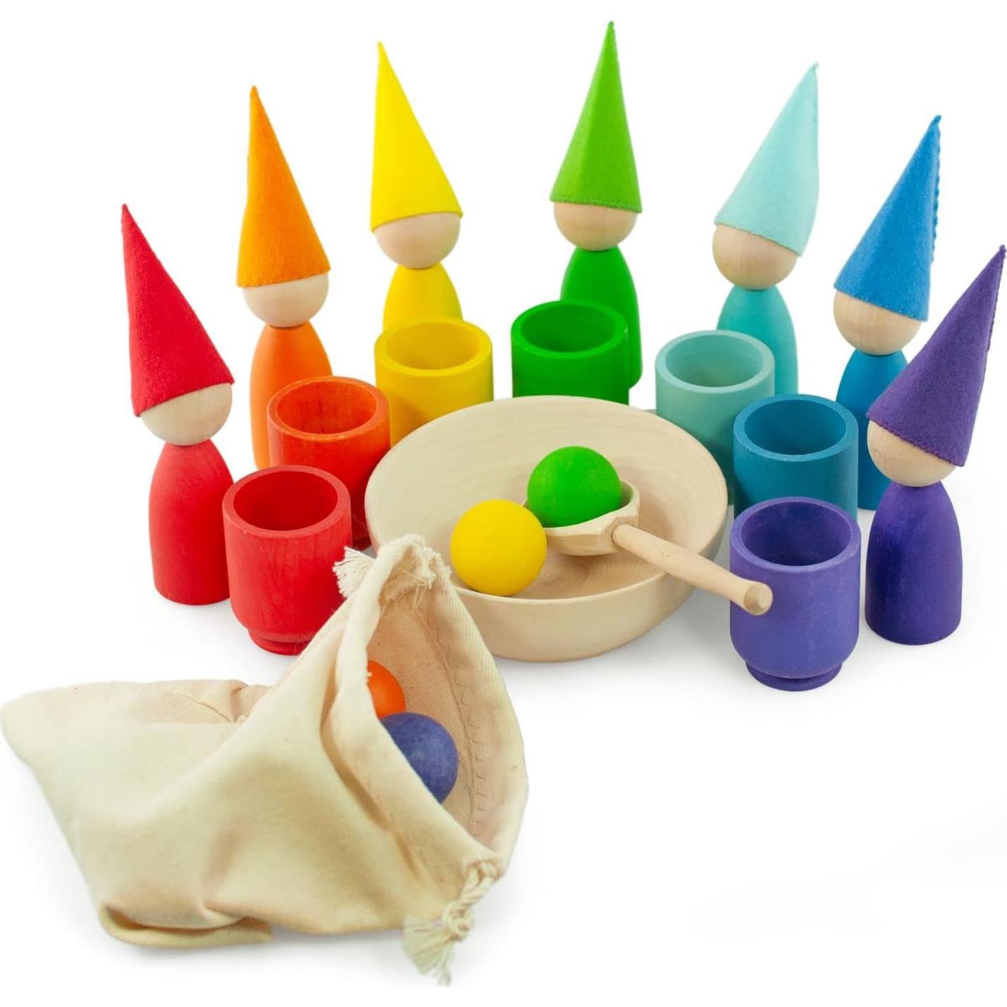 Juguete Montessori Ulanik - Muñecos de Madera y Tazas 3+