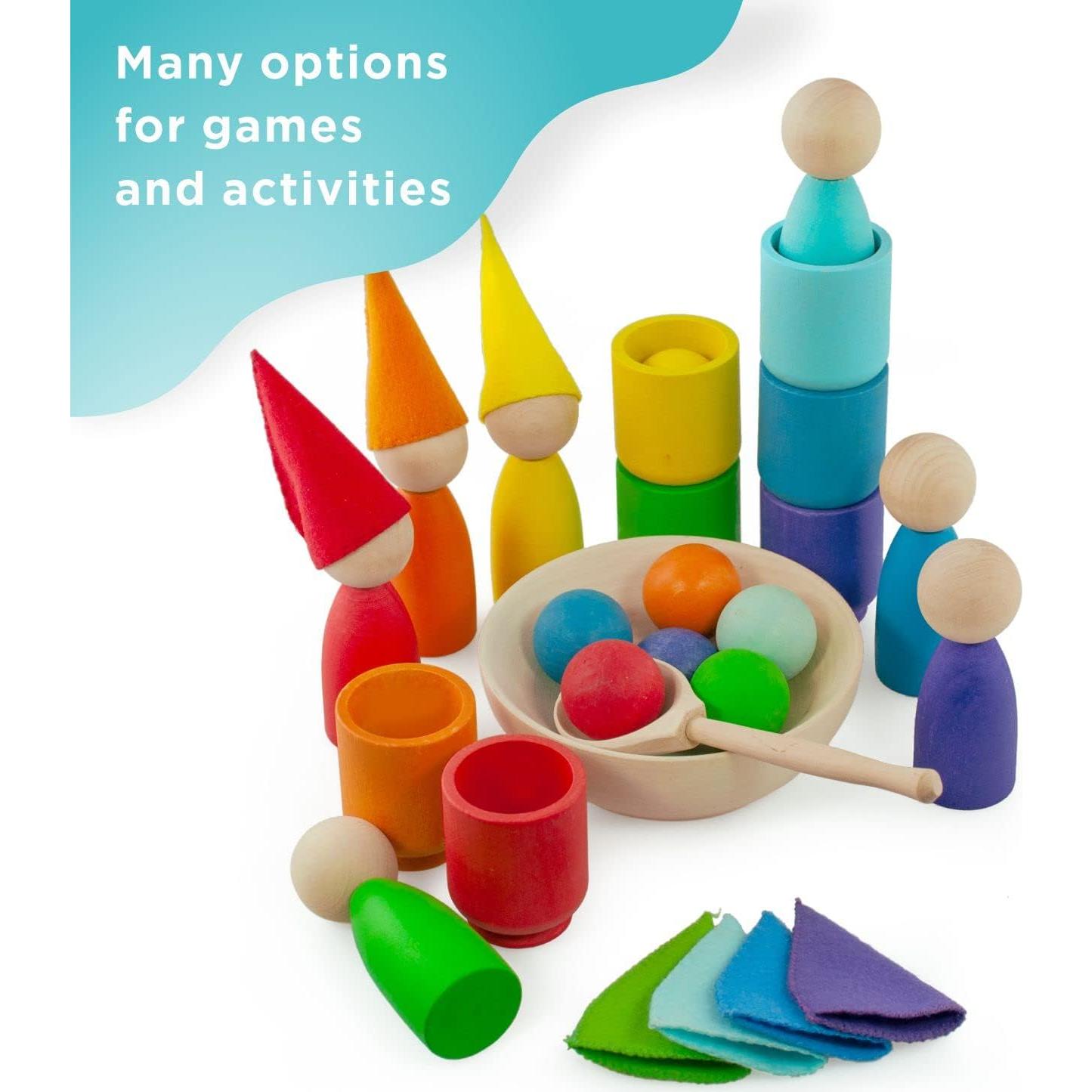 Juguete Montessori Ulanik - Muñecos de Madera y Tazas 3+