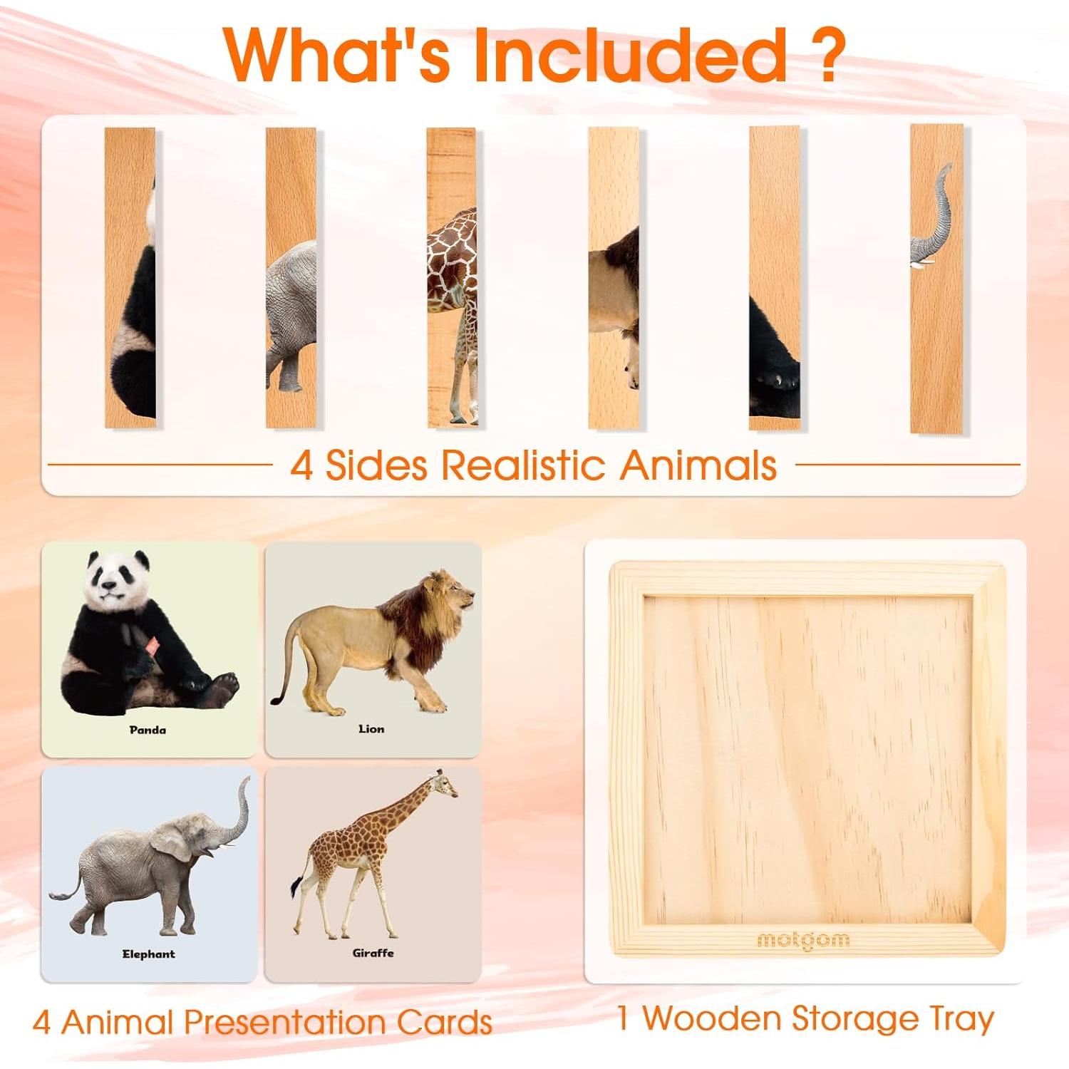 Rompecabezas Montessori de Madera Niceuare 4 en 1 Animales