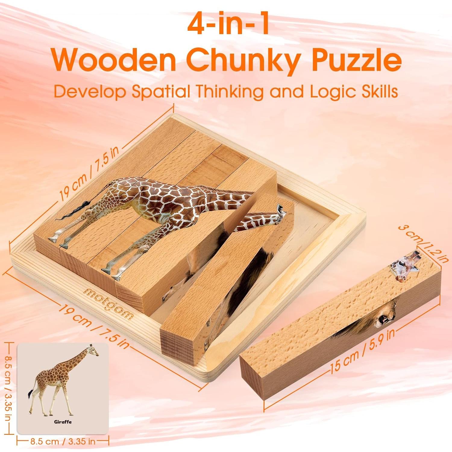 Rompecabezas Montessori de Madera Niceuare 4 en 1 Animales