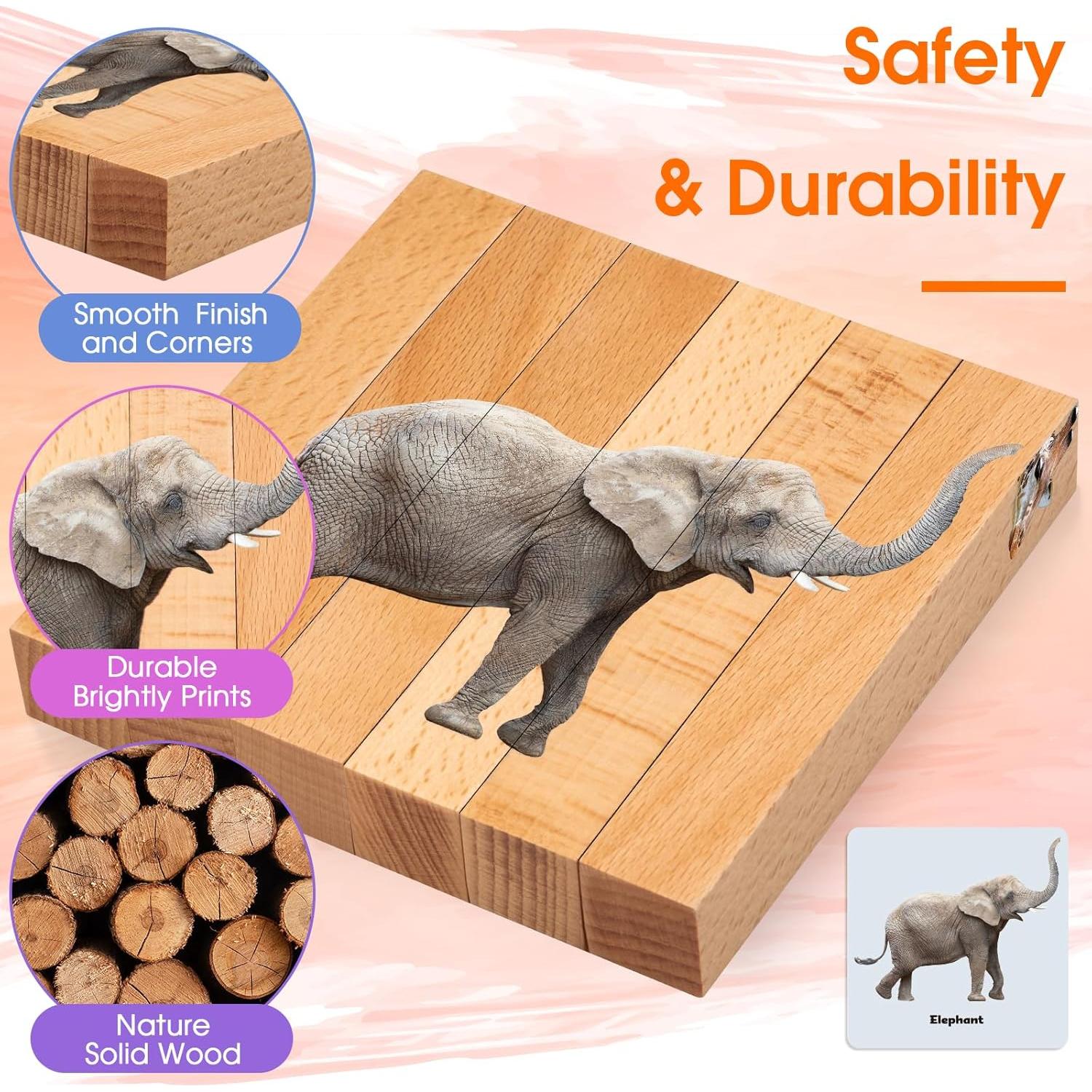 Rompecabezas Montessori de Madera Niceuare 4 en 1 Animales