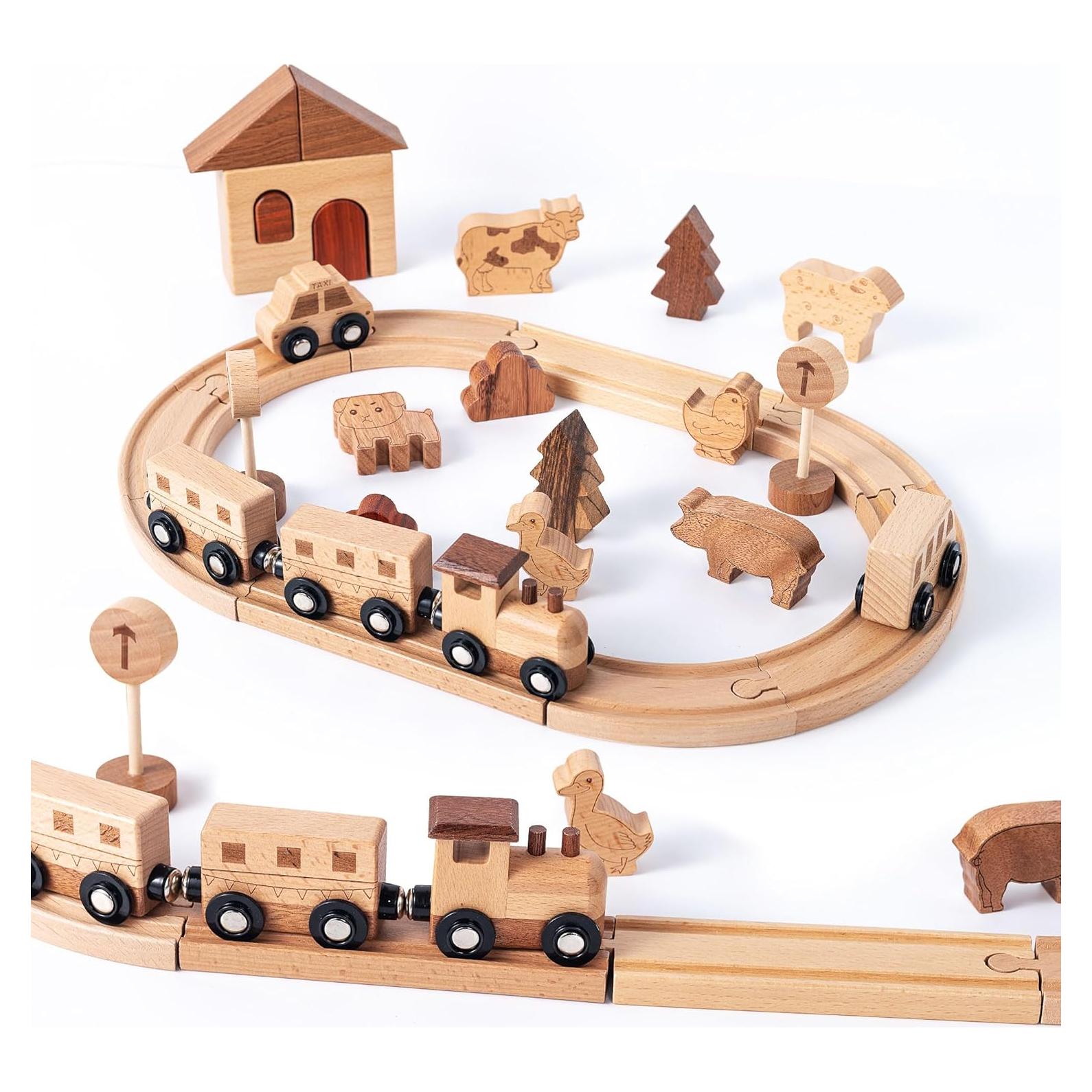 Juego de tren de madera Miosea 32 piezas Montessori 0.91 kg