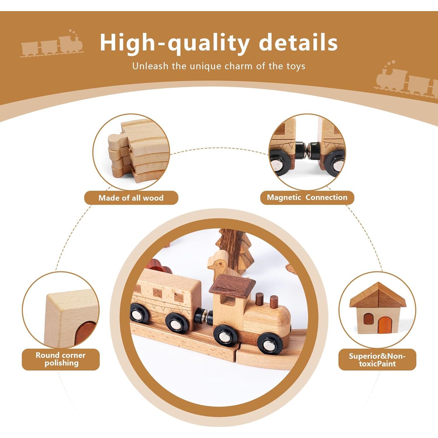 Juego de tren de madera Miosea 32 piezas Montessori 0.91 kg