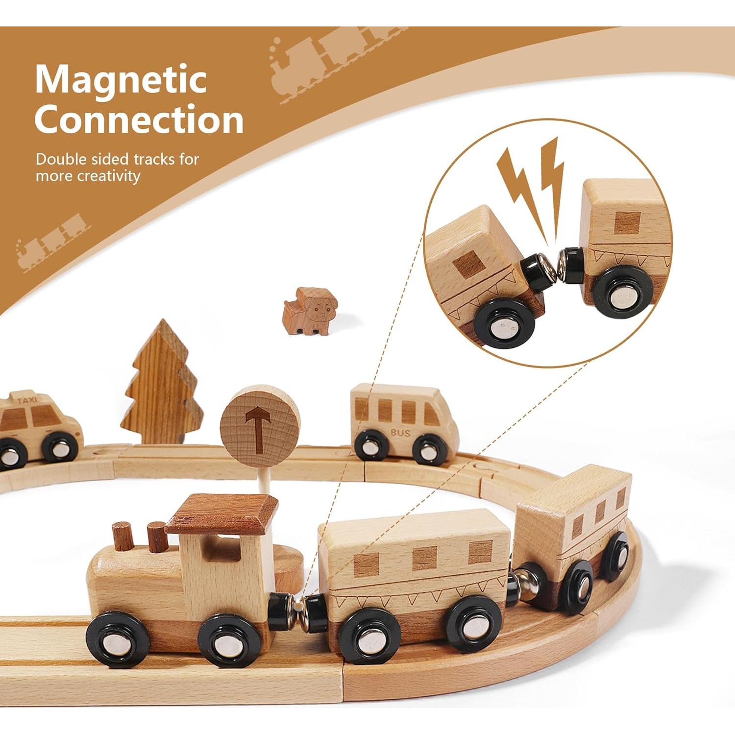 Juego de tren de madera Miosea 32 piezas Montessori 0.91 kg