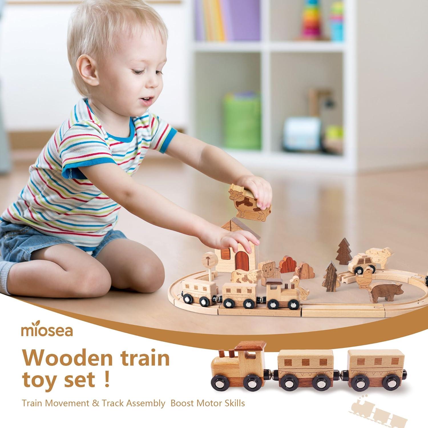 Juego de tren de madera Miosea 32 piezas Montessori 0.91 kg