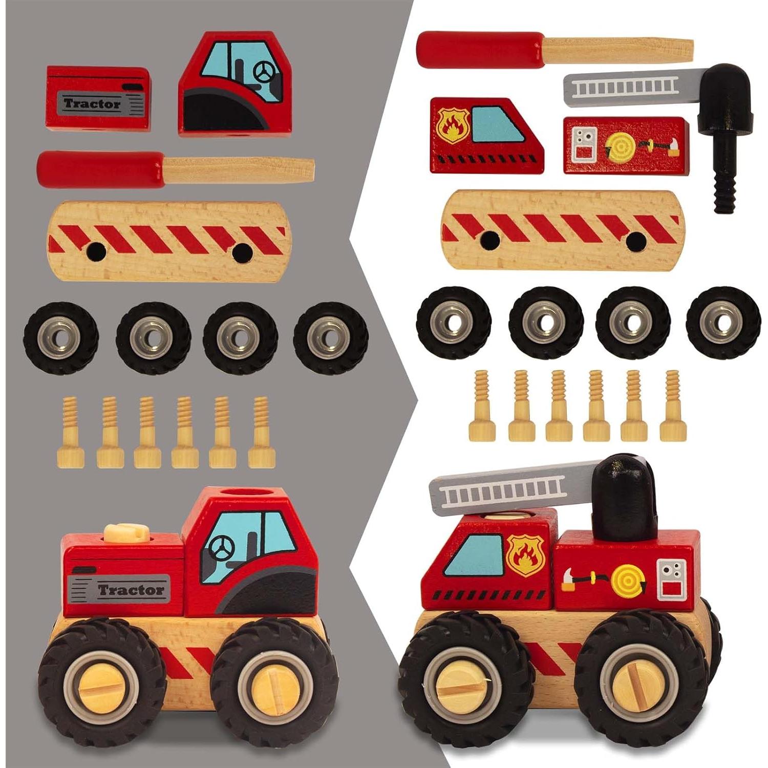 Juguetes de Construcción de Madera WoodenEdu - Grúas y Tractor