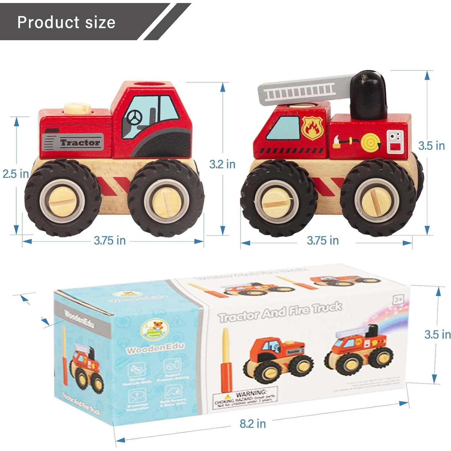 Juguetes de Construcción de Madera WoodenEdu - Grúas y Tractor