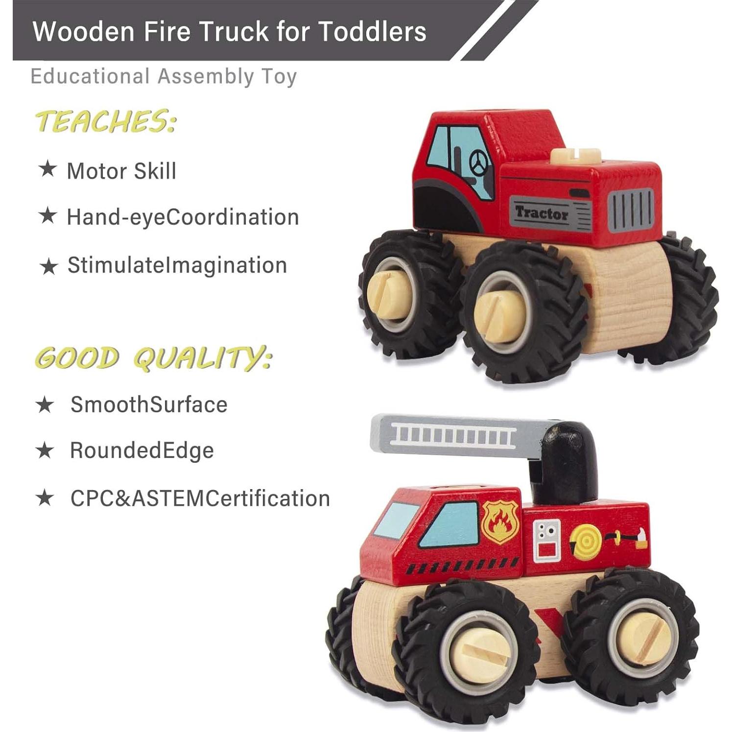 Juguetes de Construcción de Madera WoodenEdu - Grúas y Tractor