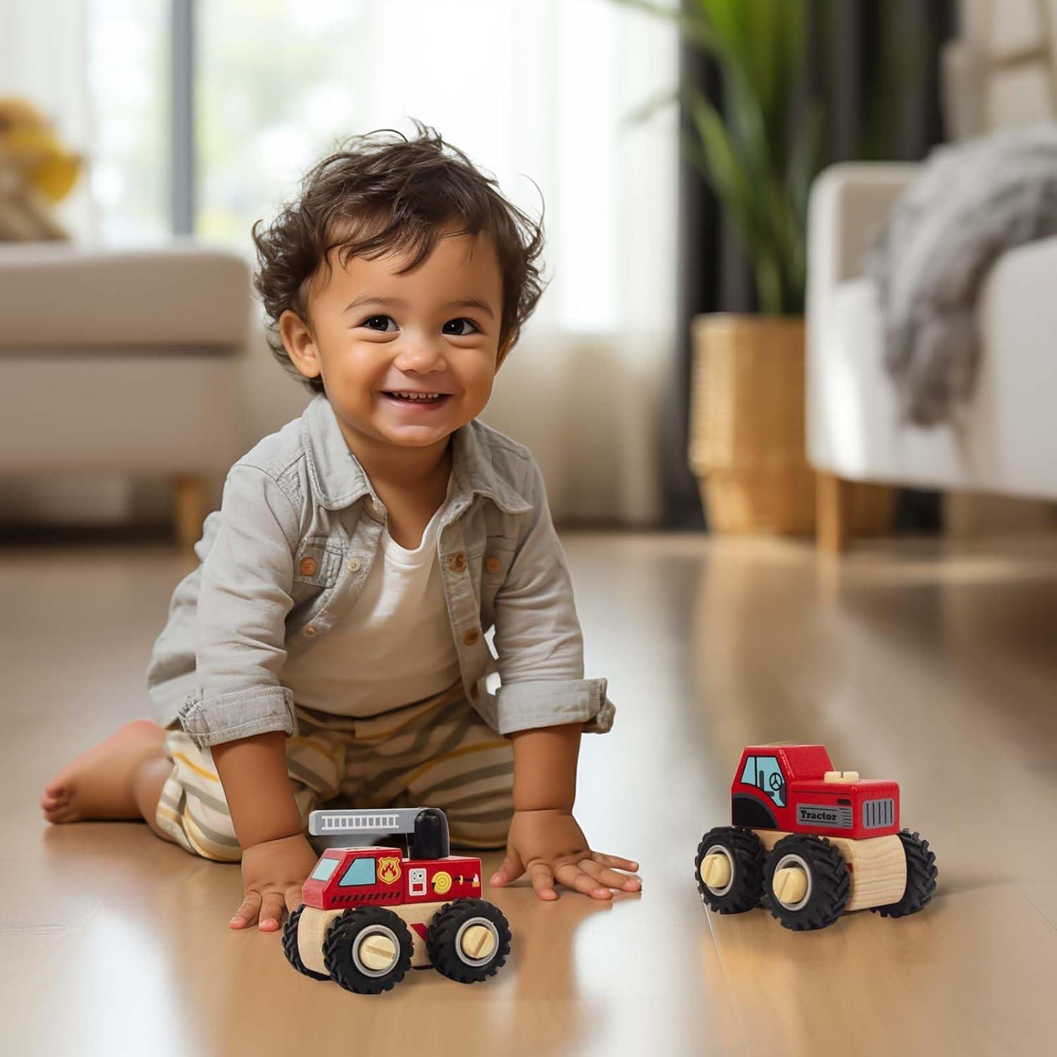Juguetes de Construcción de Madera WoodenEdu - Grúas y Tractor