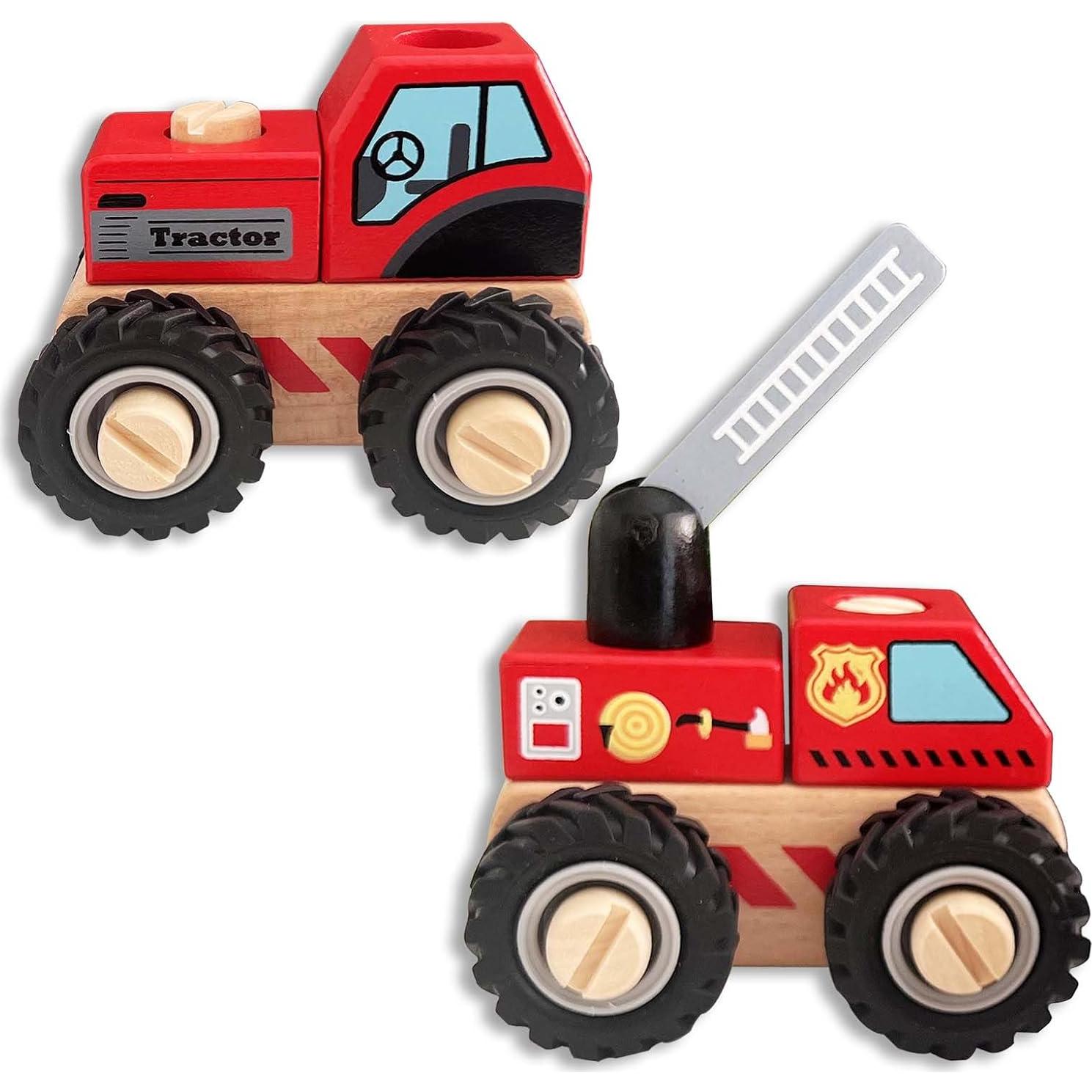 Juguetes de Construcción de Madera WoodenEdu - Grúas y Tractor