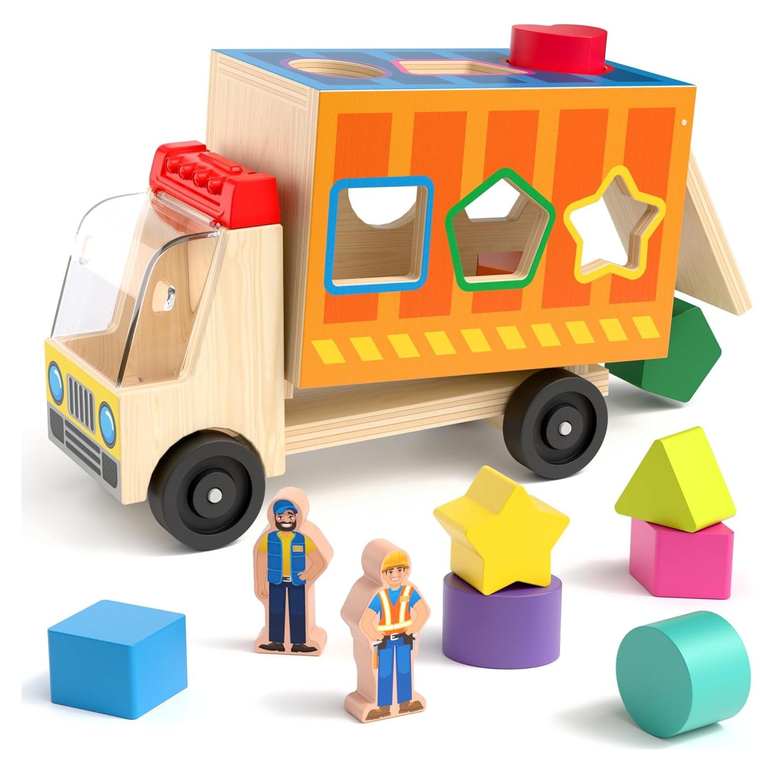 Camión de Clasificación de Formas Coogam - Juguete Educativo de Madera para Niños de 2 a 4 Años