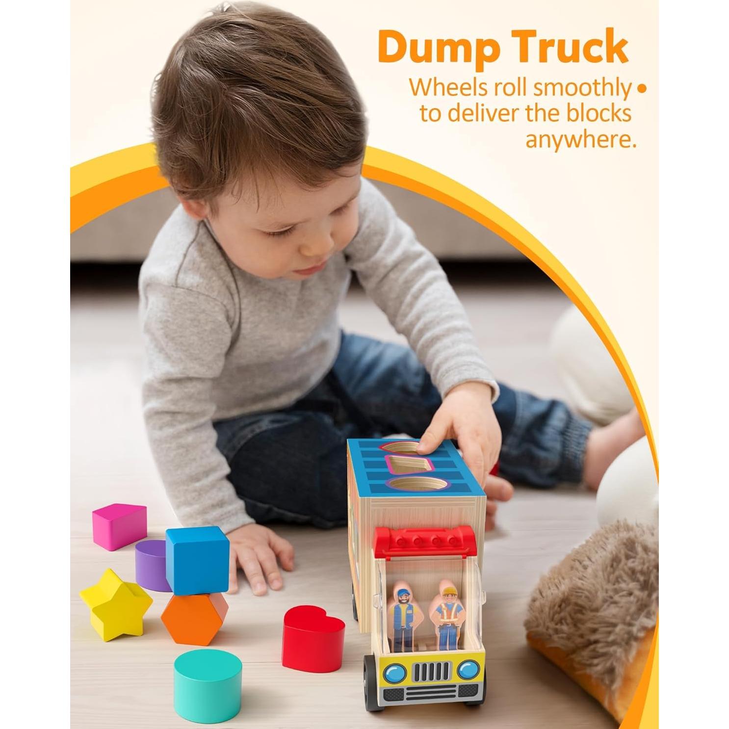Camión de Clasificación de Formas Coogam - Juguete Educativo de Madera para Niños de 2 a 4 Años