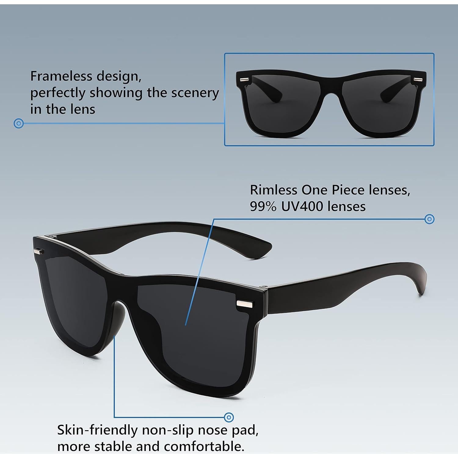 Gafas de Sol FEISEDY Espejadas Sin Montura 62mm UV400