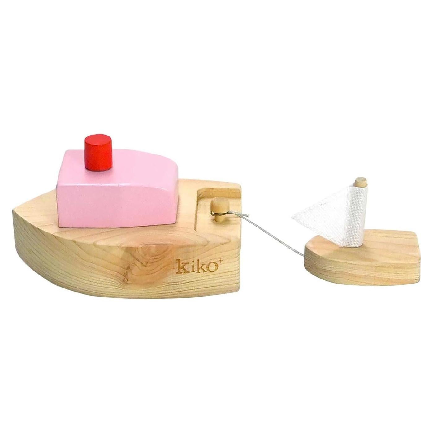 Barco de Juguete de Madera Kiko+ Ofune Rosa con Resorte