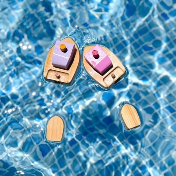 Barco de Juguete de Madera Kiko+ Ofune Rosa con Resorte