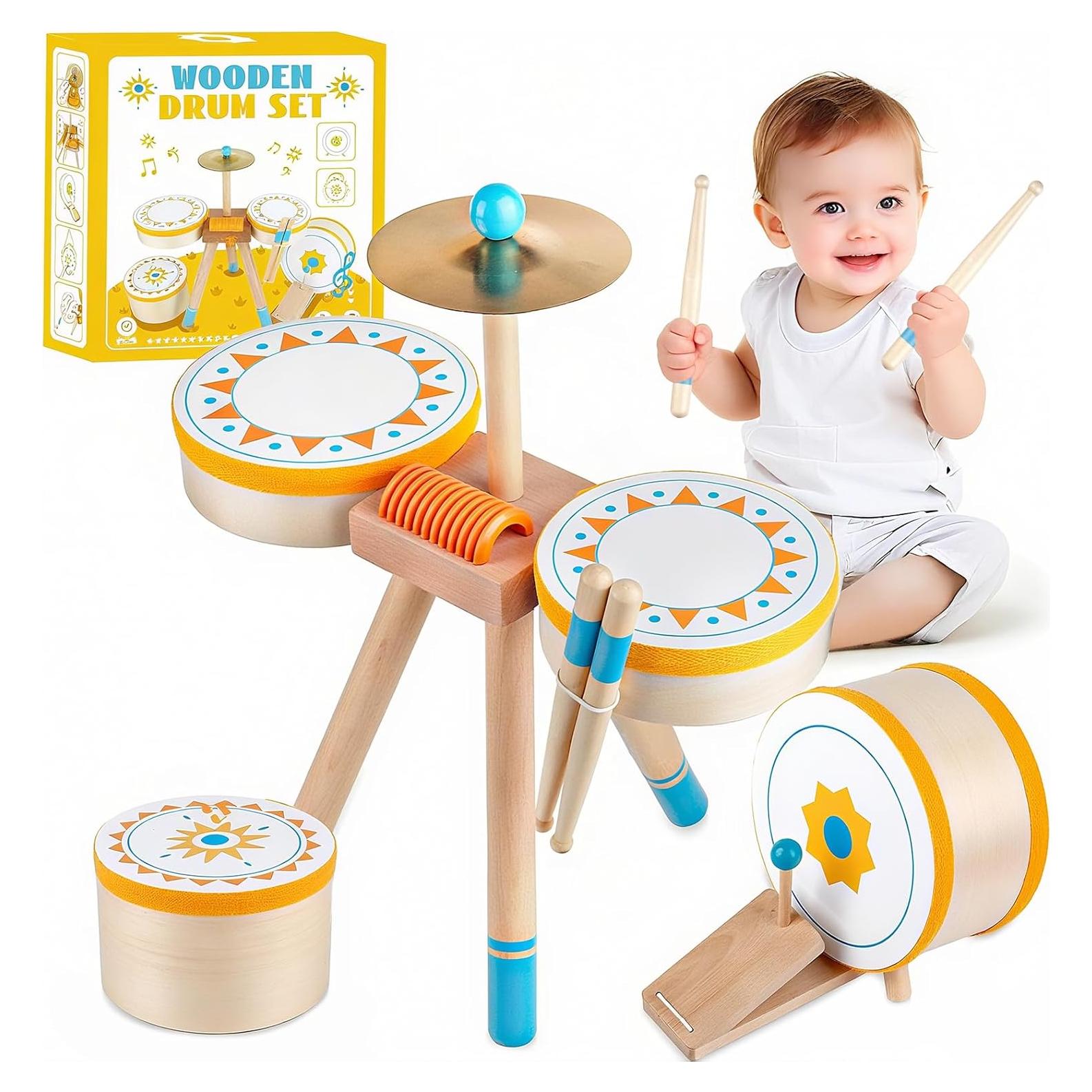 Batería de Jazz de Madera Meytccve para Niños 1-3 Años