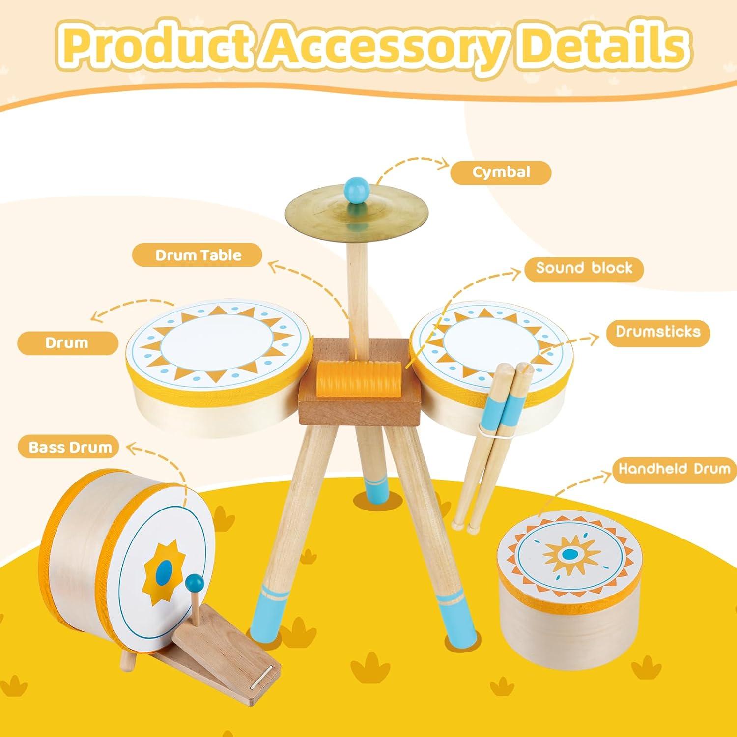 Batería de Jazz de Madera Meytccve para Niños 1-3 Años