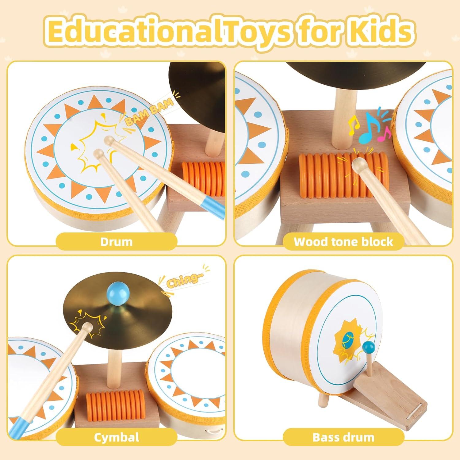 Batería de Jazz de Madera Meytccve para Niños 1-3 Años