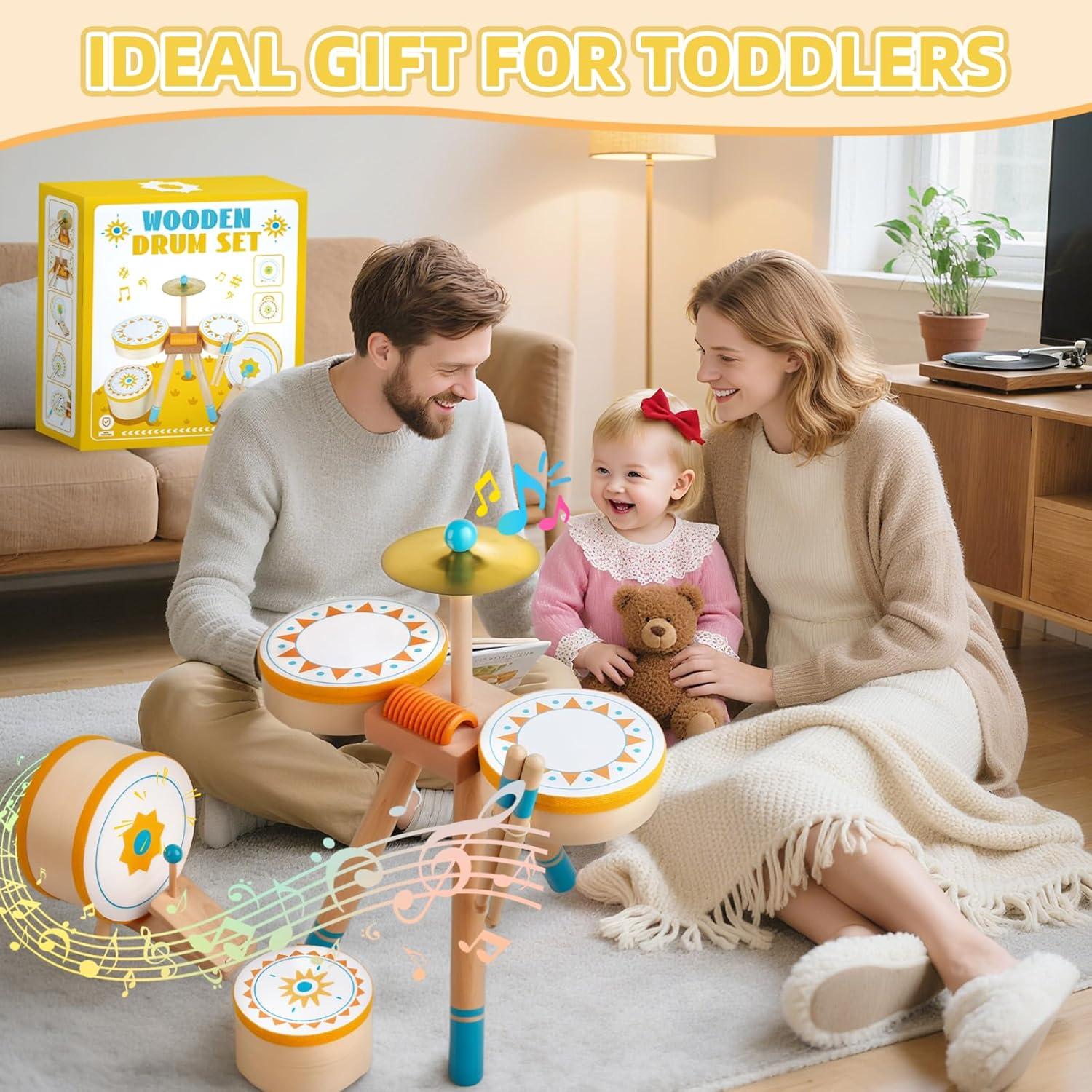 Batería de Jazz de Madera Meytccve para Niños 1-3 Años