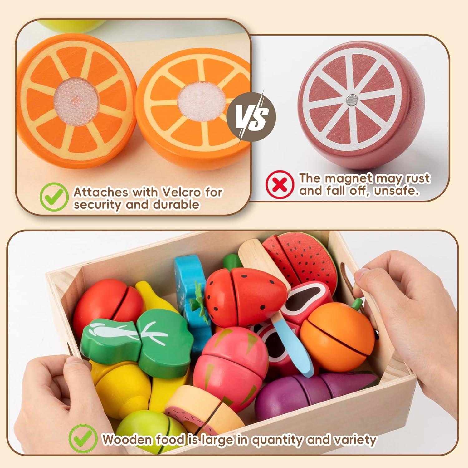 Comida de Juguete de Madera KDSFT - 34 Piezas para Niños 3+