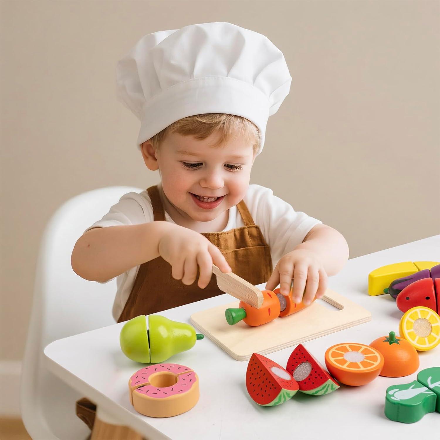 Comida de Juguete de Madera KDSFT - 34 Piezas para Niños 3+