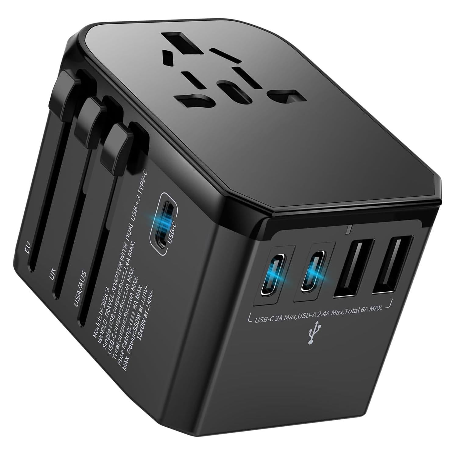 Adaptador de Viaje Universal Hichor con 3 USB-C y 2 USB-A