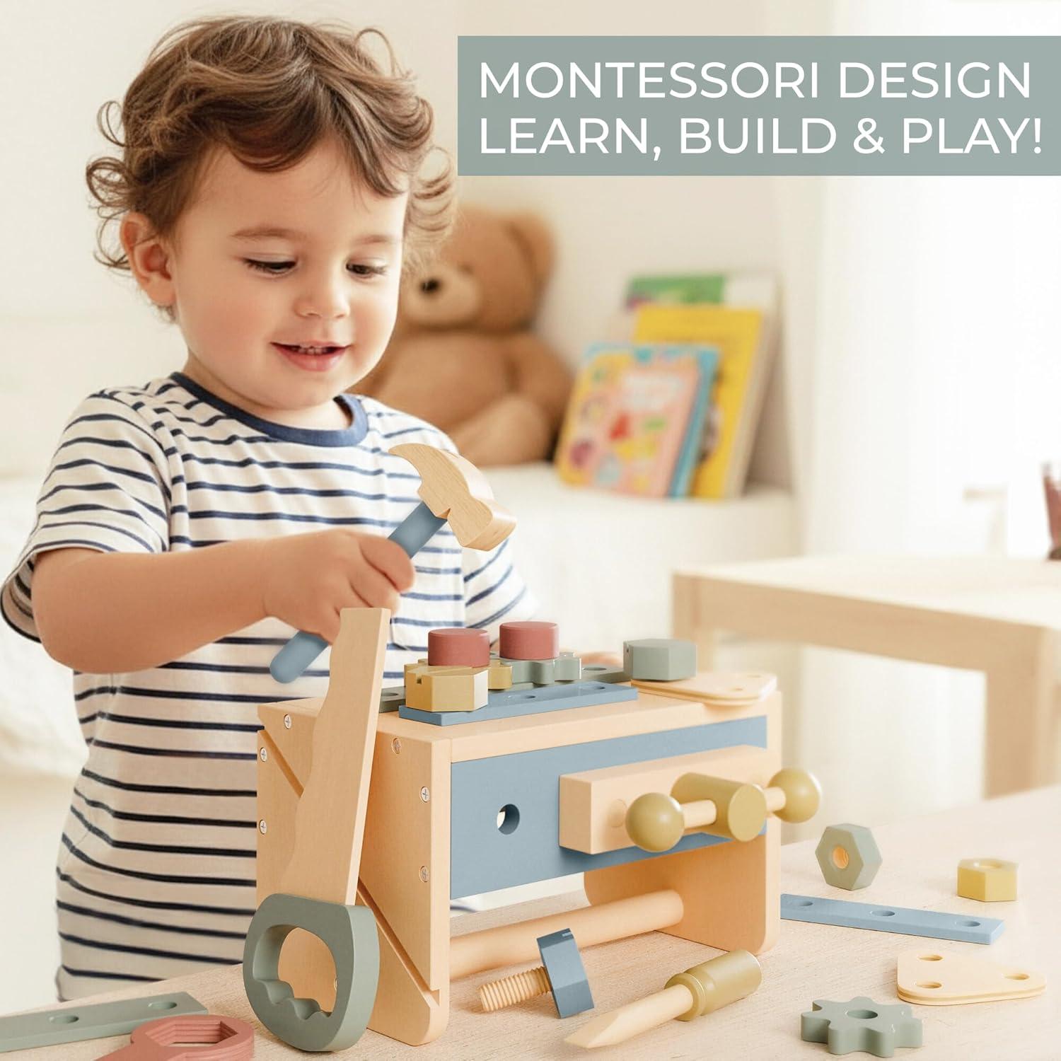 Conjunto de Herramientas de Madera ZICOTO para Niños 2-5 Años