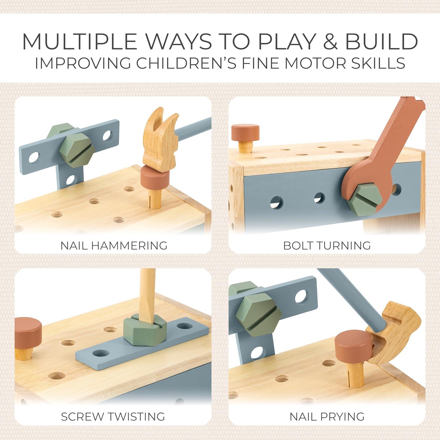 Conjunto de Herramientas de Madera ZICOTO para Niños 2-5 Años