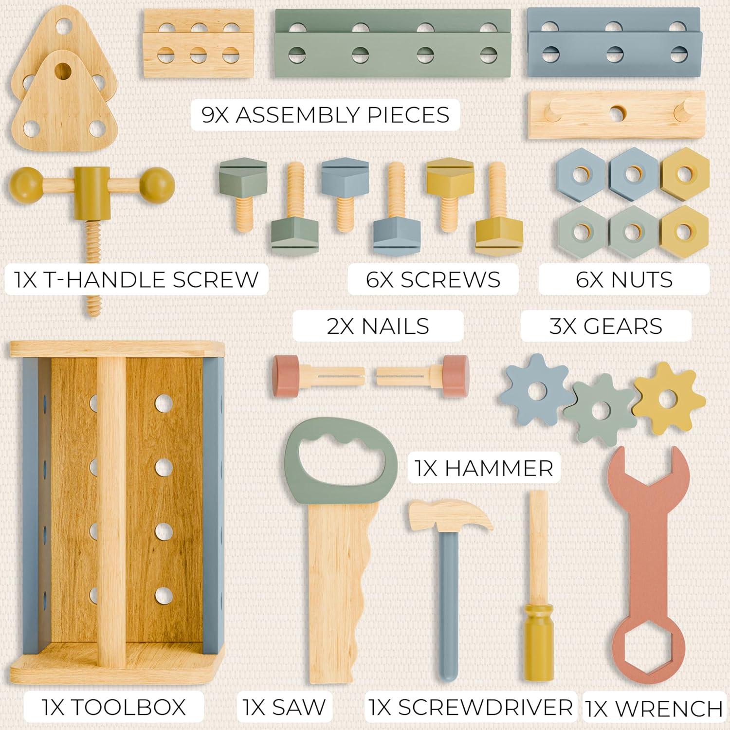 Conjunto de Herramientas de Madera ZICOTO para Niños 2-5 Años