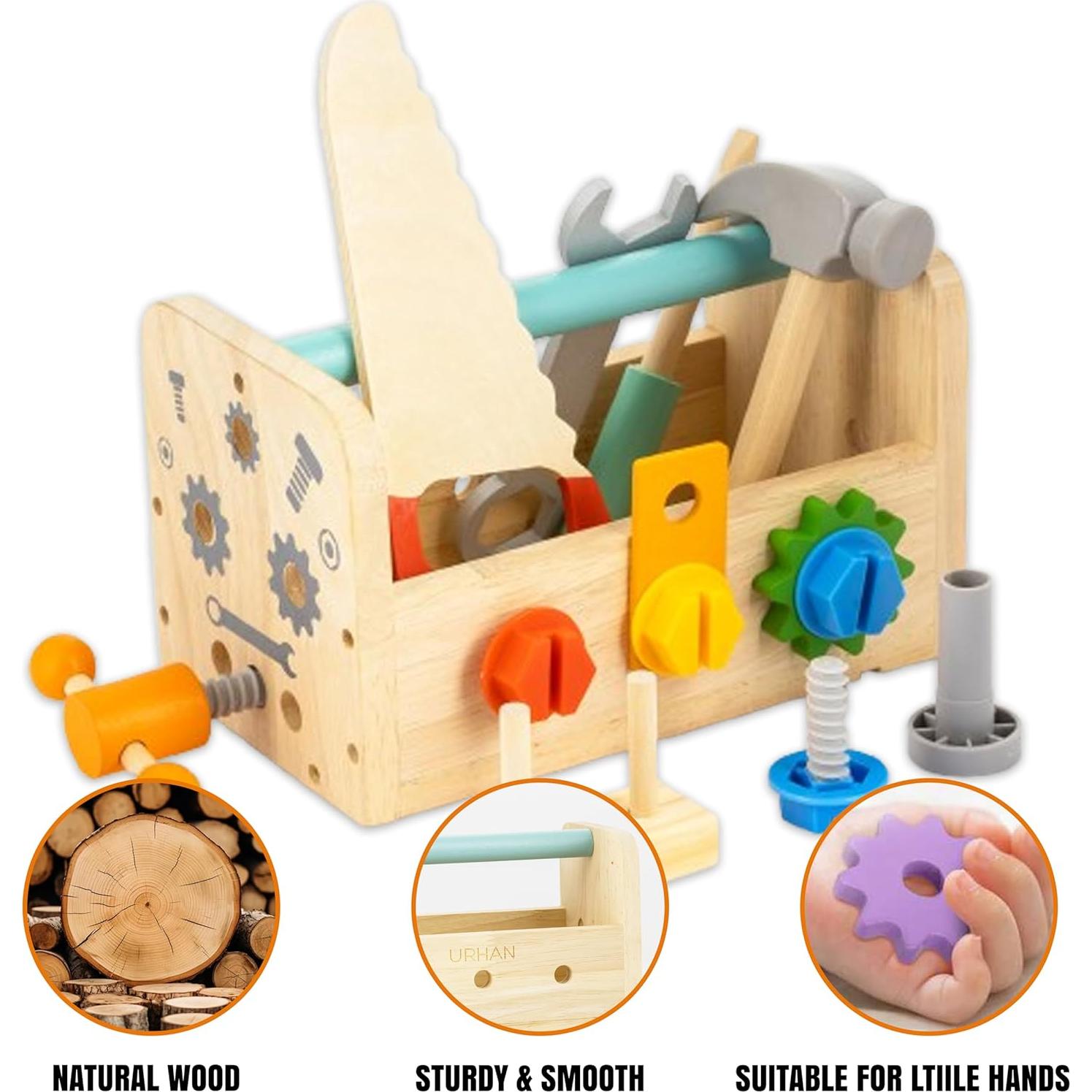 Juego de Herramientas de Madera URHAN - 35 Piezas Educativas