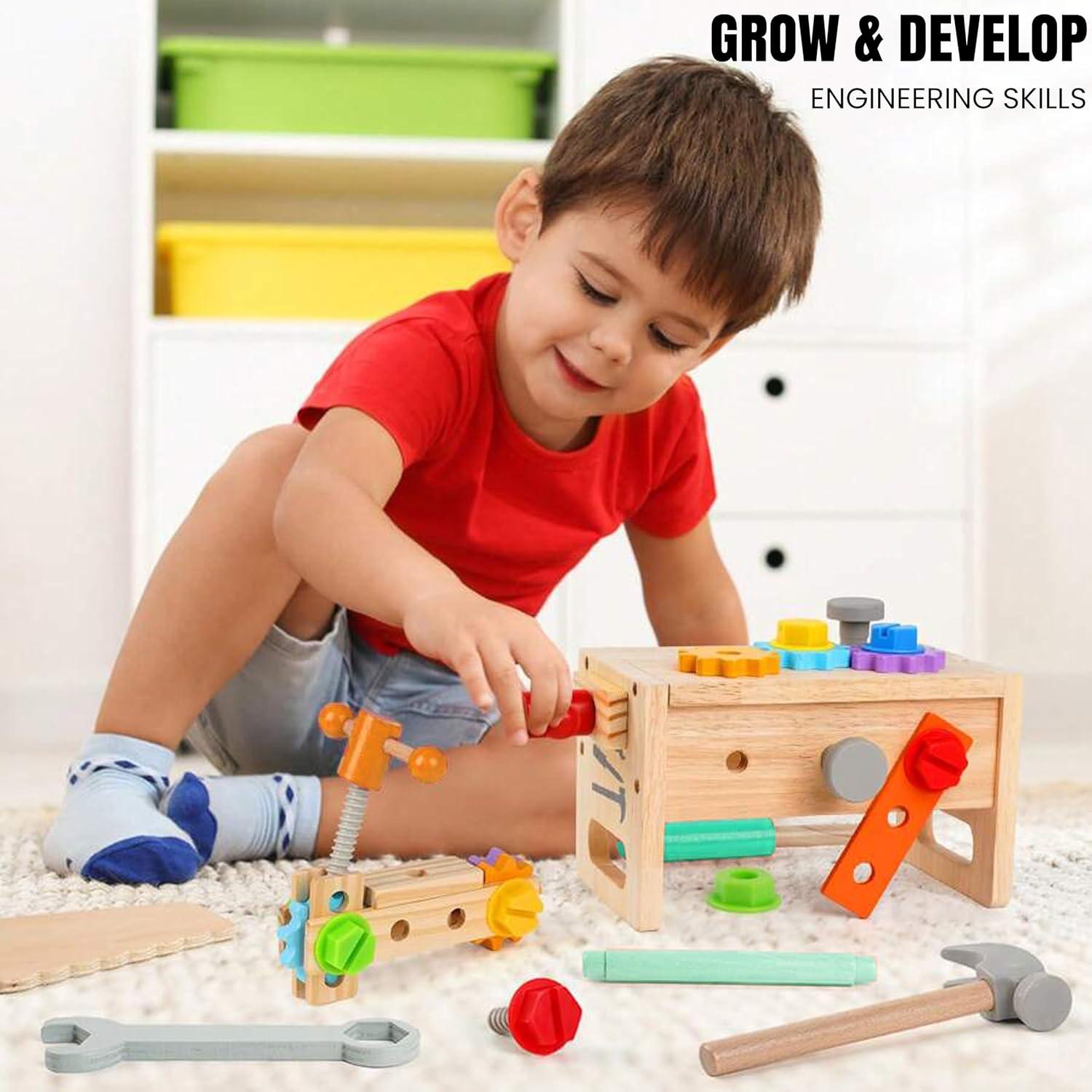 Juego de Herramientas de Madera URHAN - 35 Piezas Educativas