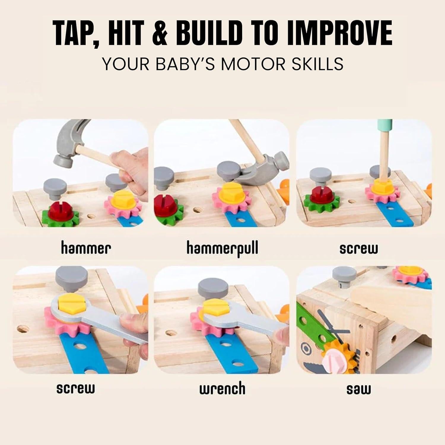 Juego de Herramientas de Madera URHAN - 35 Piezas Educativas