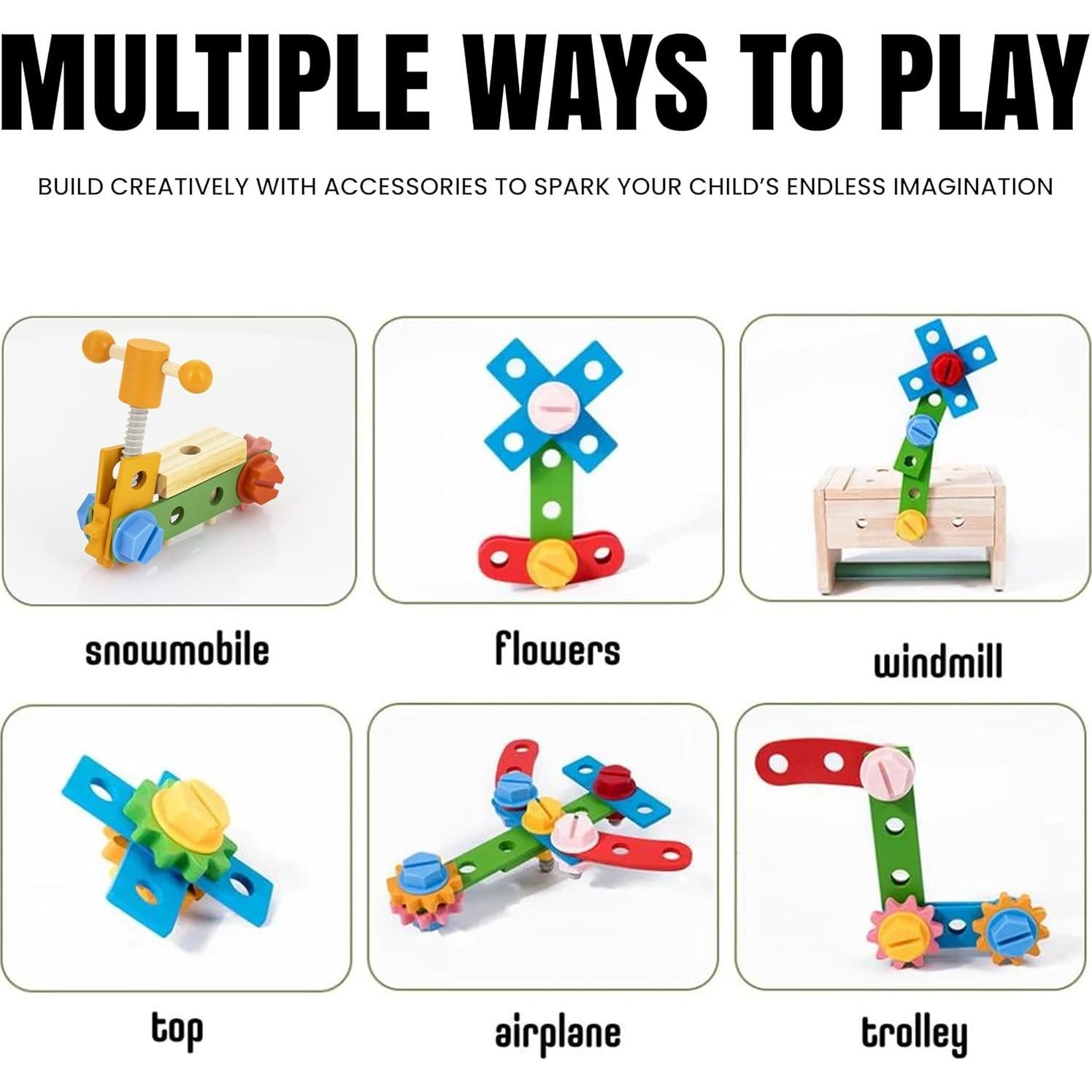 Juego de Herramientas de Madera URHAN - 35 Piezas Educativas